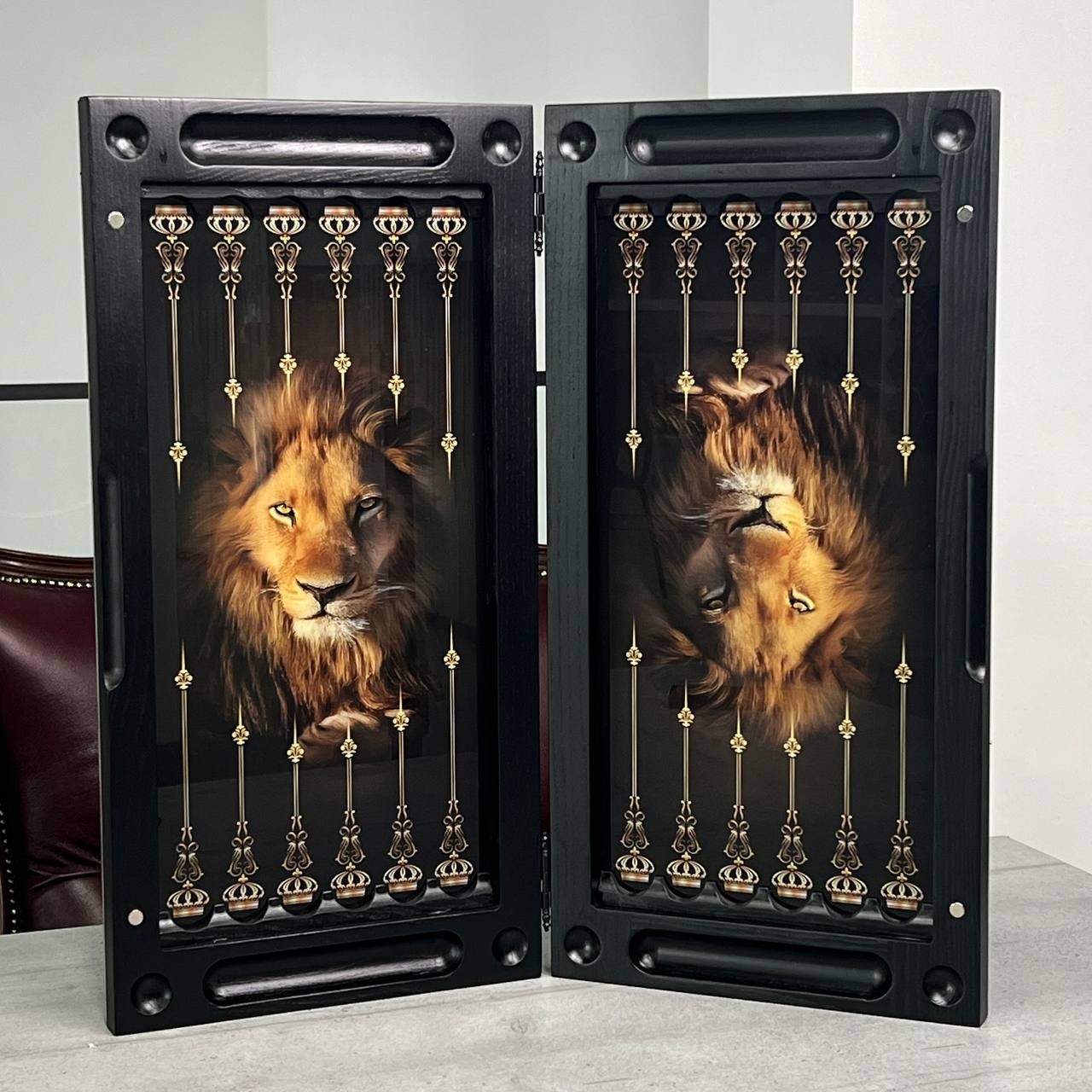 Luxury Glass Backgammon Board Carved Ash Wood Custom Design Milestone Gift Him