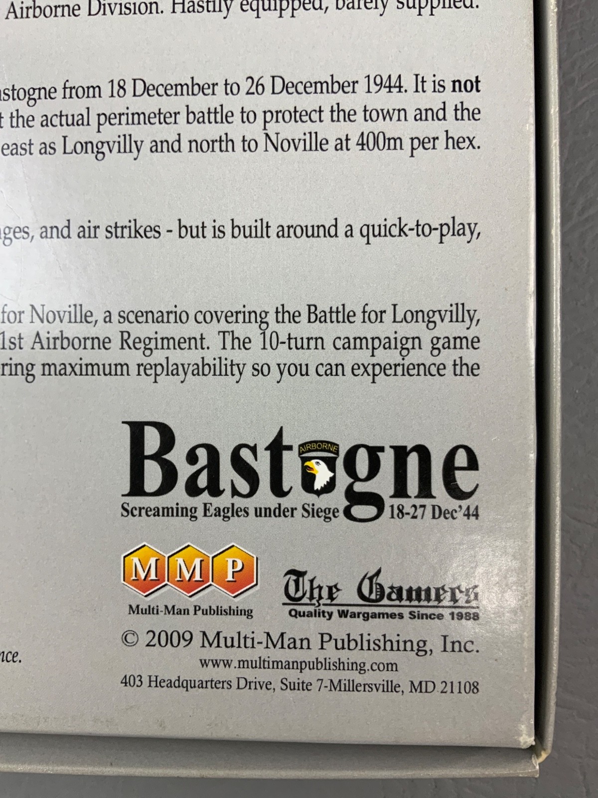 Bastogne Screaming Eagles Under Seige Standard Combat Series Game