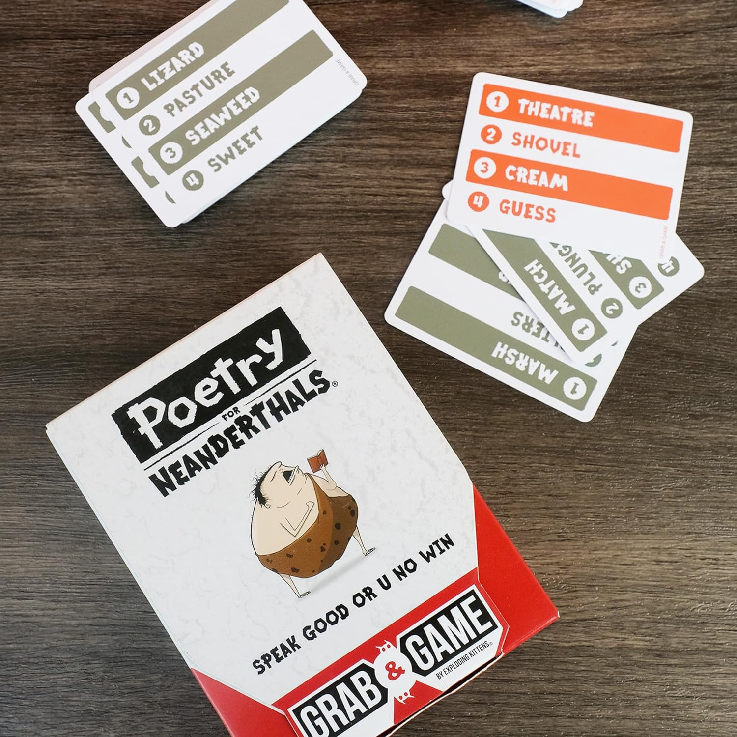 Poetry for Neanderthals Grab & Game 2+ Players – Ages 7+ – 10 Minutes to Play –