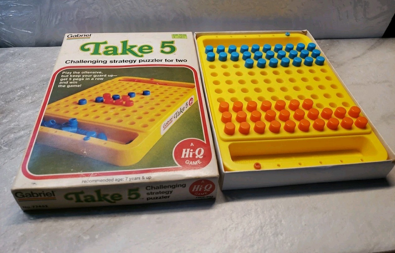 Vintage 1977 Take 5 Board Game Gabriel Complete Strategy Puzzler Retro 70s Toy