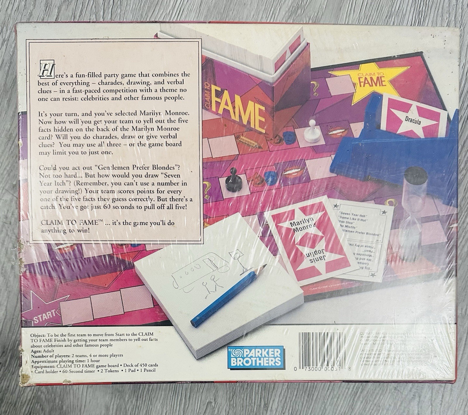 Vintage Parker Brothers Board Game 1990 Claim To Fame Made In USA Family Fun NOS