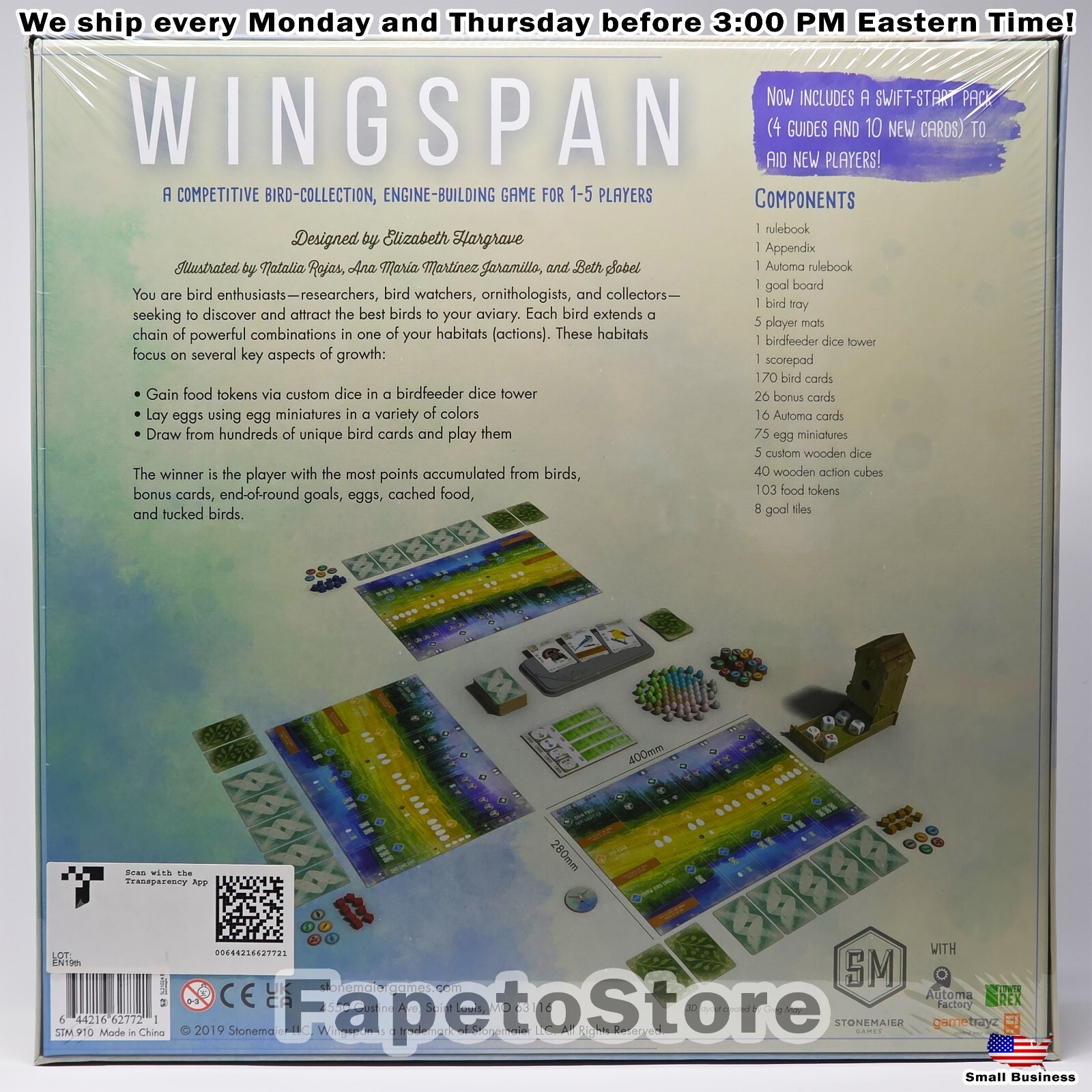Stonemaier Games – Wingspan Board Game Base – Strategy, STM910