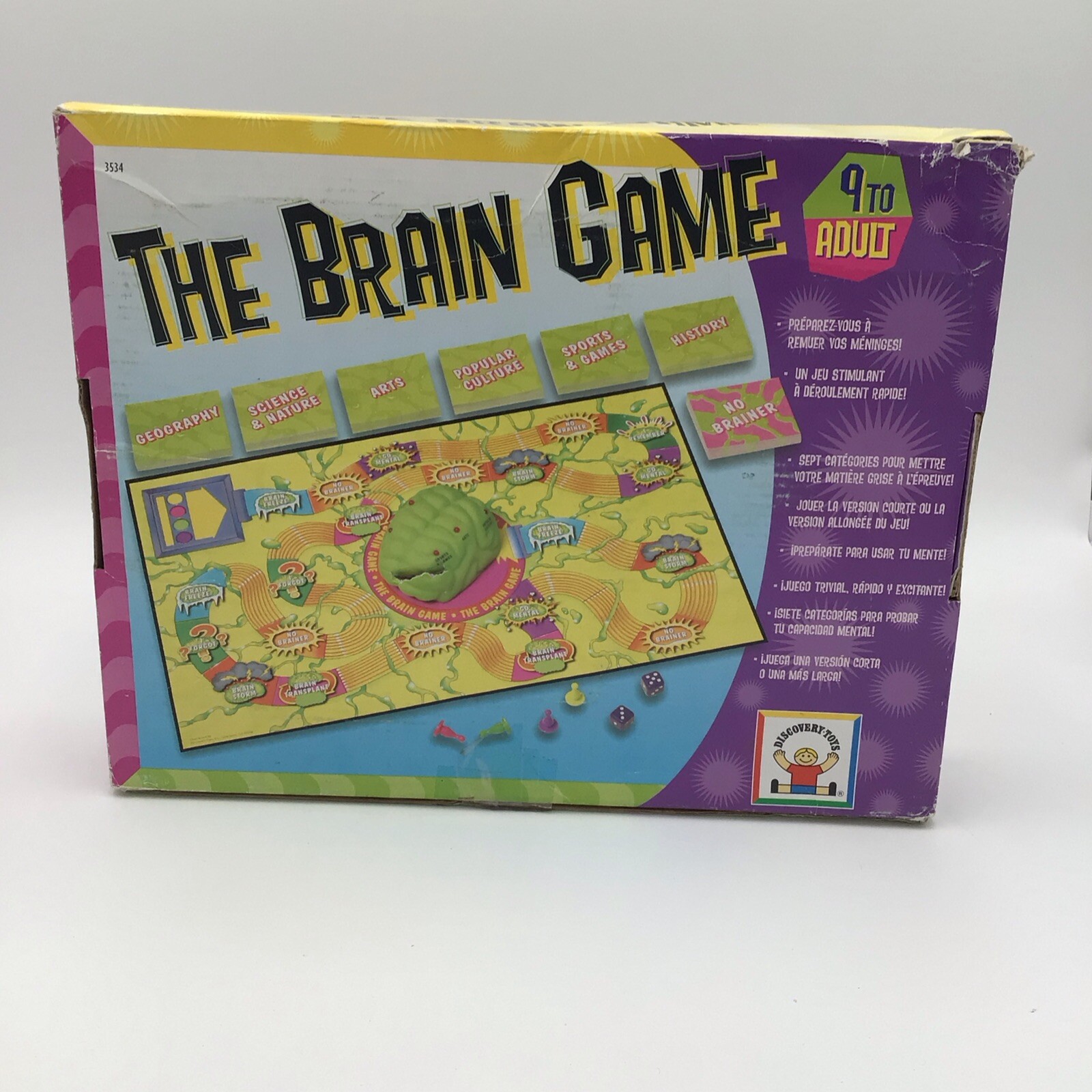 The Brain Game 9 to Adult (Discovery Toys) Fun Board Family Party Rare 2007 VTG