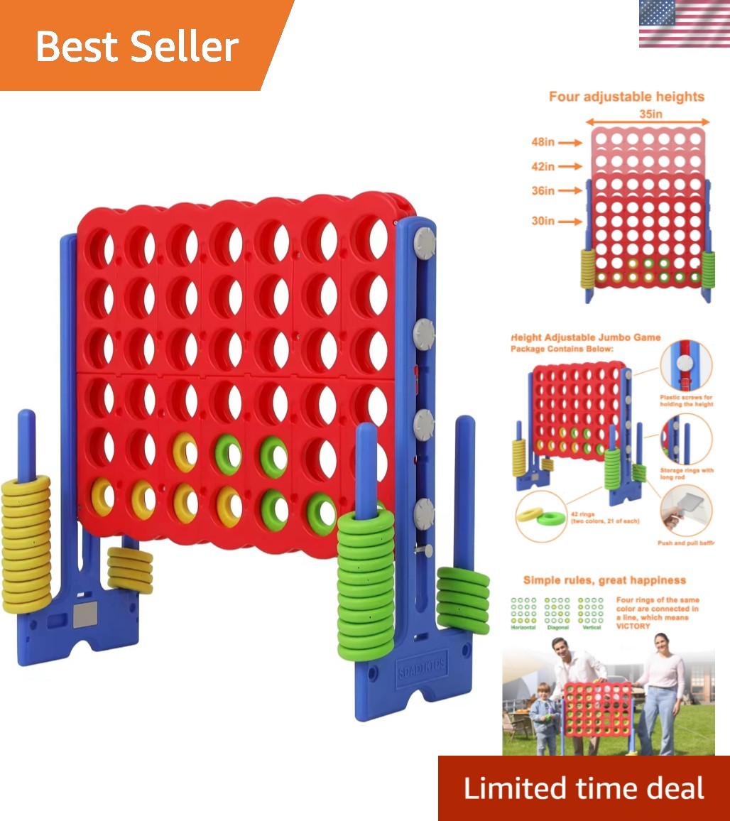 Patent Authorized Giant 4 Connect in a Row Game, Height Adjustable Jumbo Yard…
