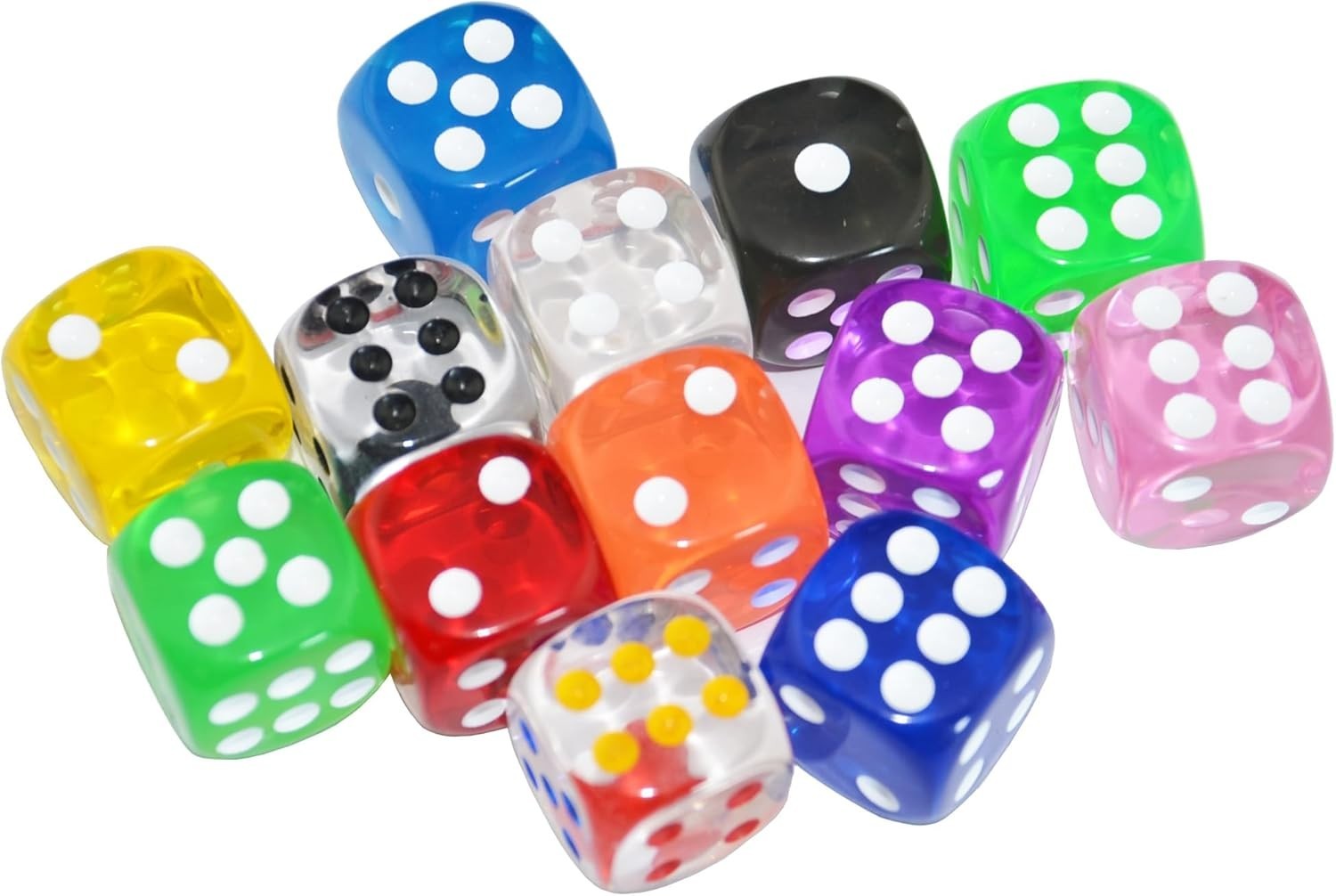 16mm Transparent D6 Dice Set – 10-piece Collection for Tabletop Roleplaying