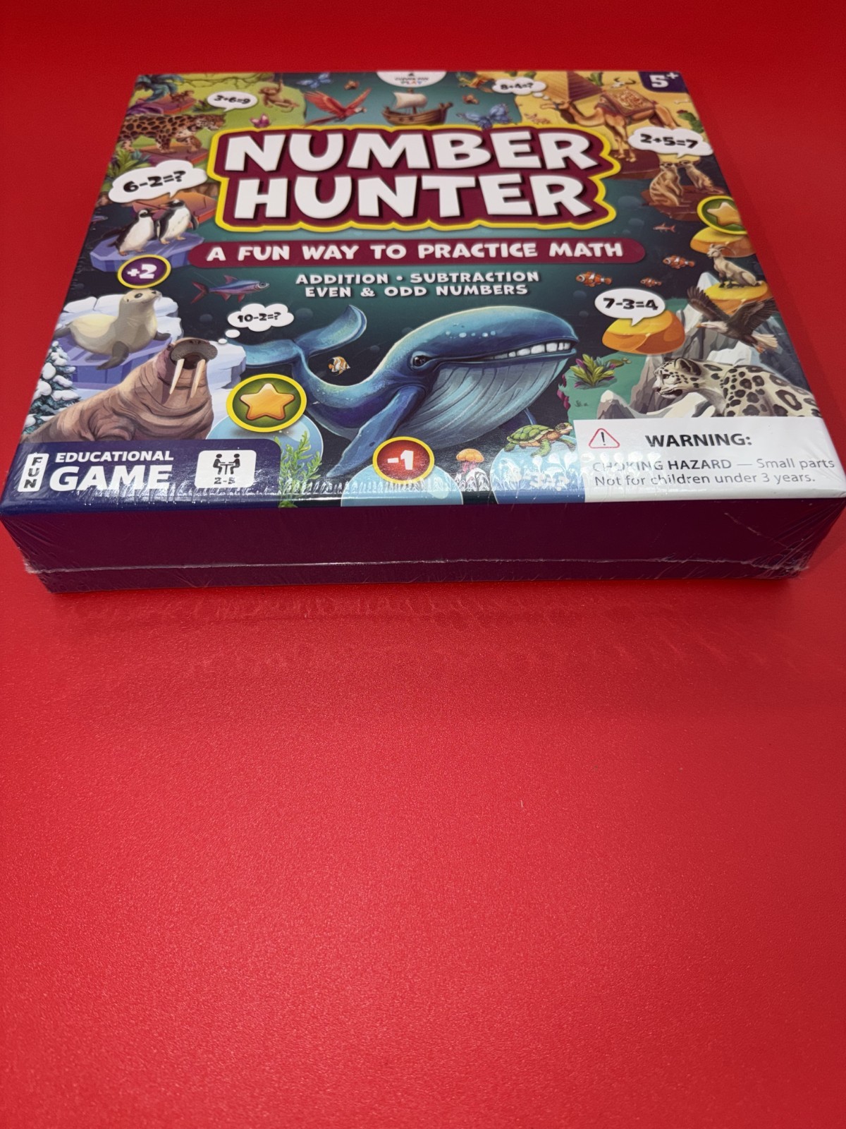 Number Hunter Math Board Game – Addition & Subtraction Adventure Age 5 and Up