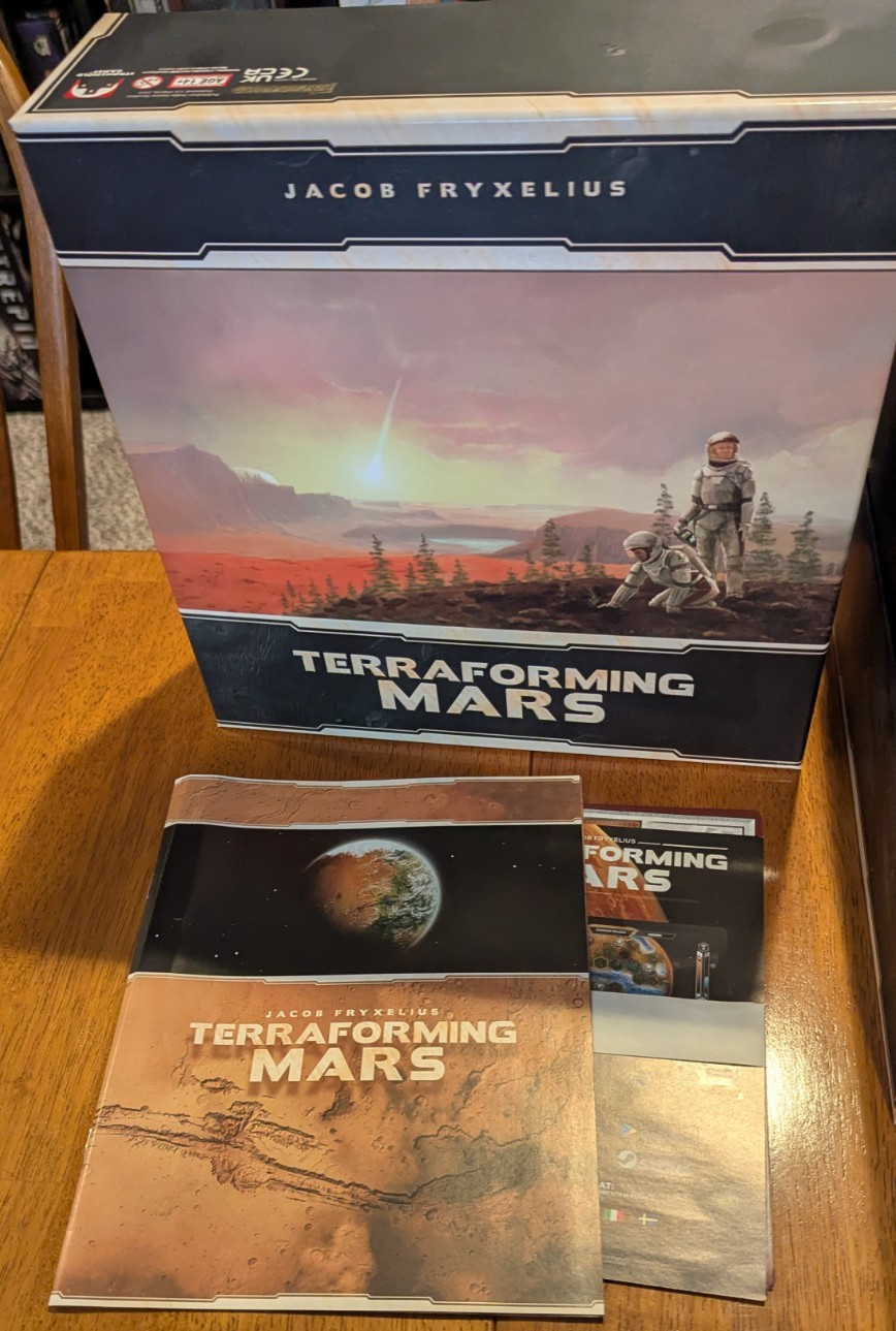 TERRAFORMING MARS 3D BIG BOX WITH GAME and METAL CUBES AND CITY BUBBLE DOMES!