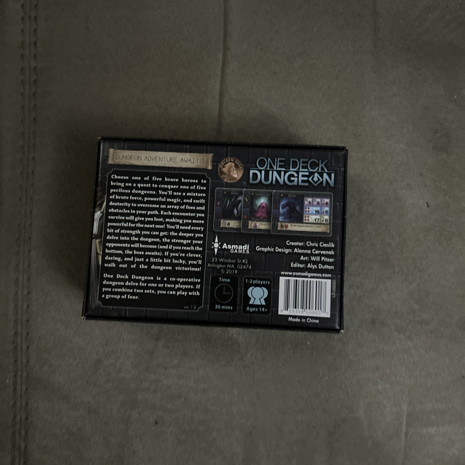 One Deck Dungeon Board Game Asmadi Games Cooperative