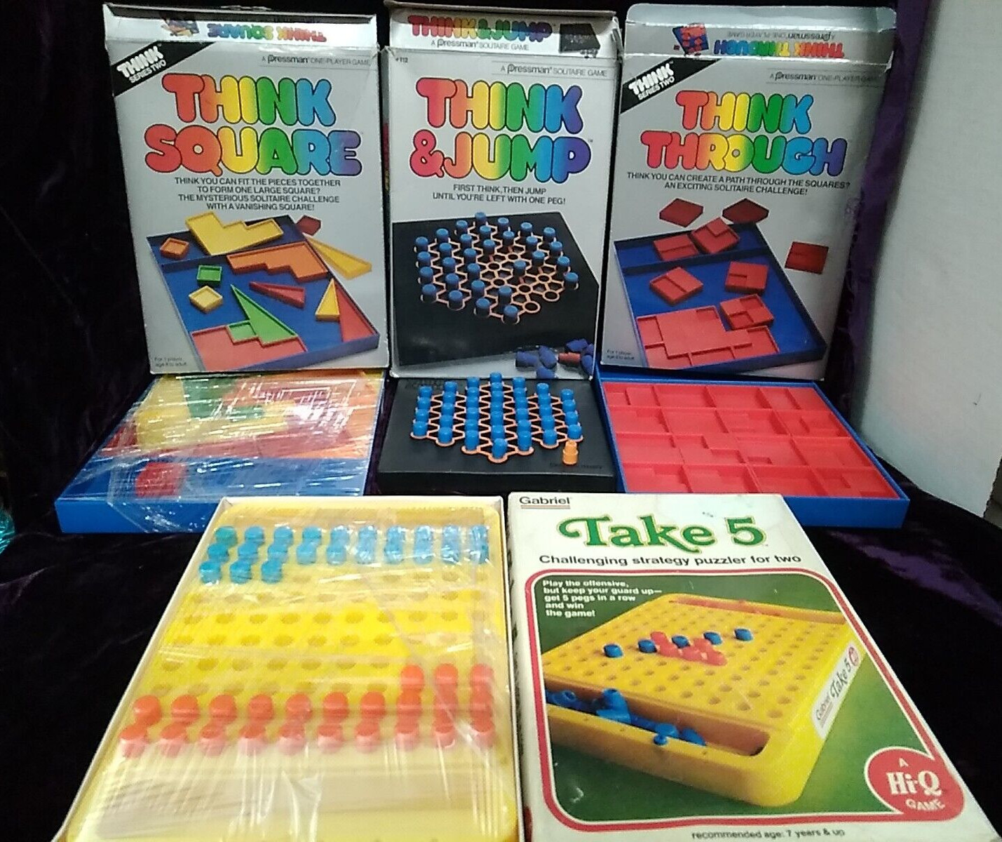 Gabriel Take 5 Plus Pressman Think & Jump, Think Through, Think Square 4 Games