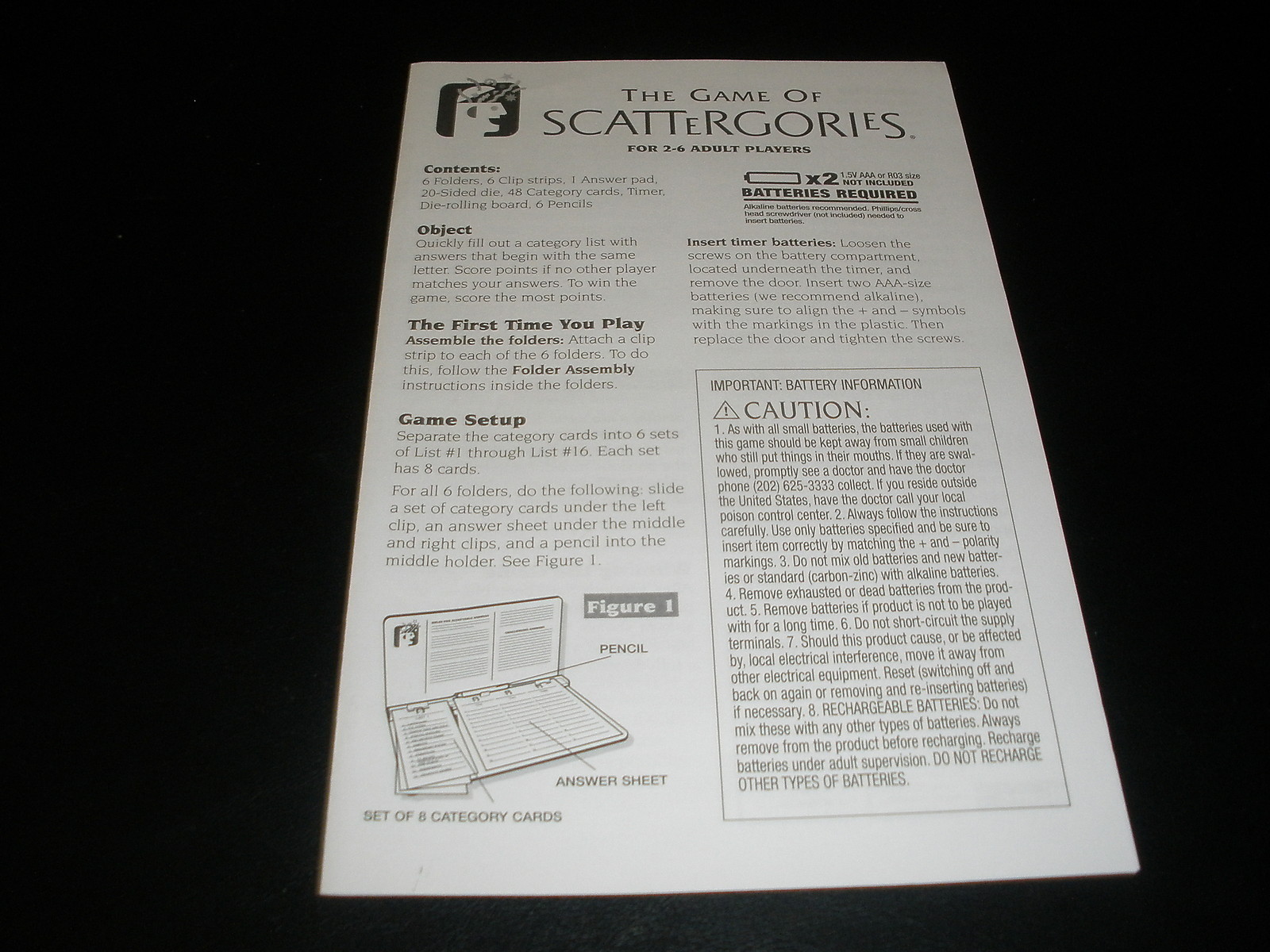Scattergories Party Game Parker Brothers 2009 100% Complete