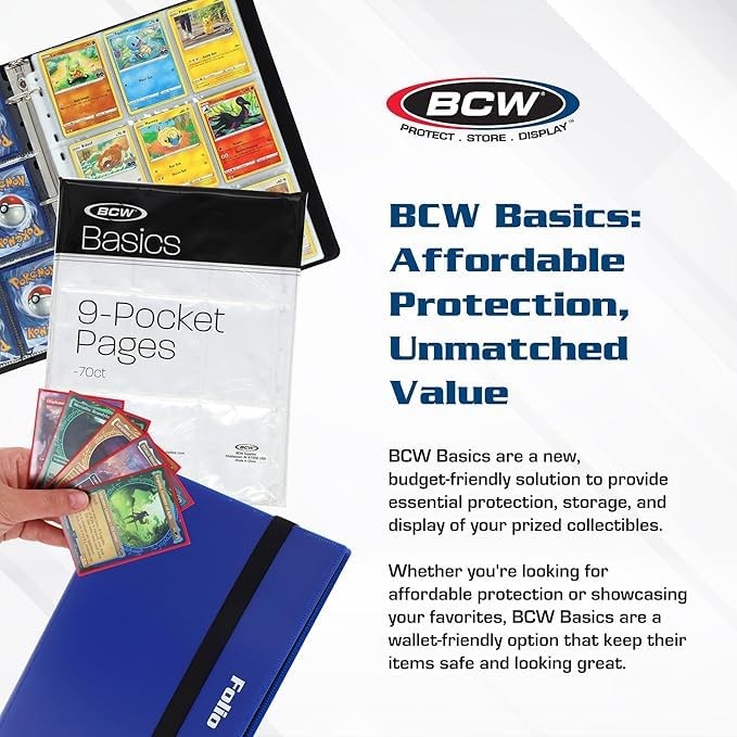 BCW Basics Folio 9-Pocket Card Album – Black | Archival 12×12 inches,