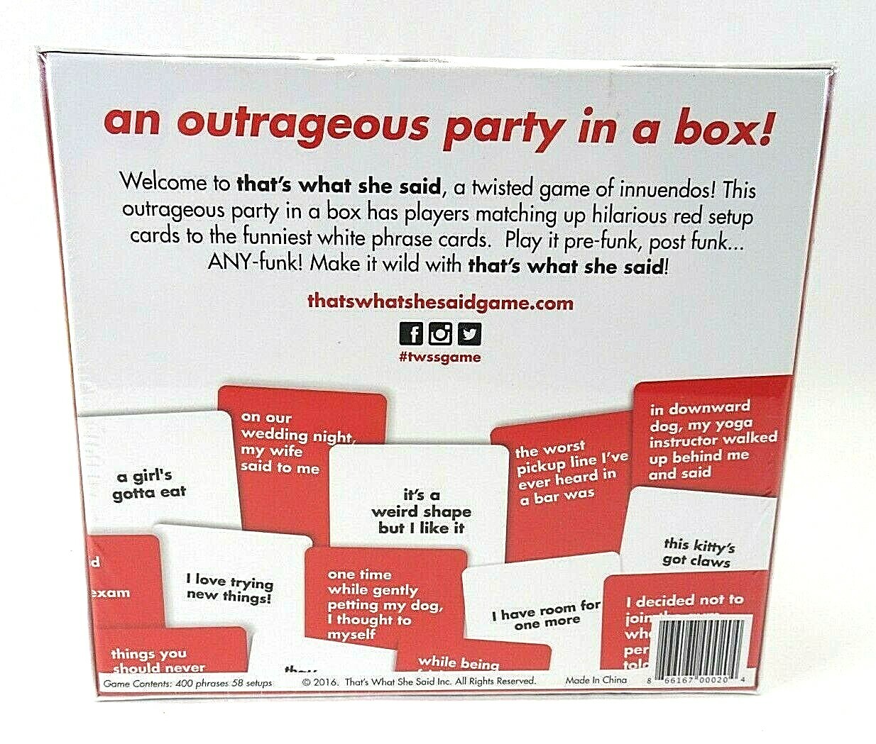 NIB That’s What She Said The Party Game of Twisted Innuendos Board Game SEALED