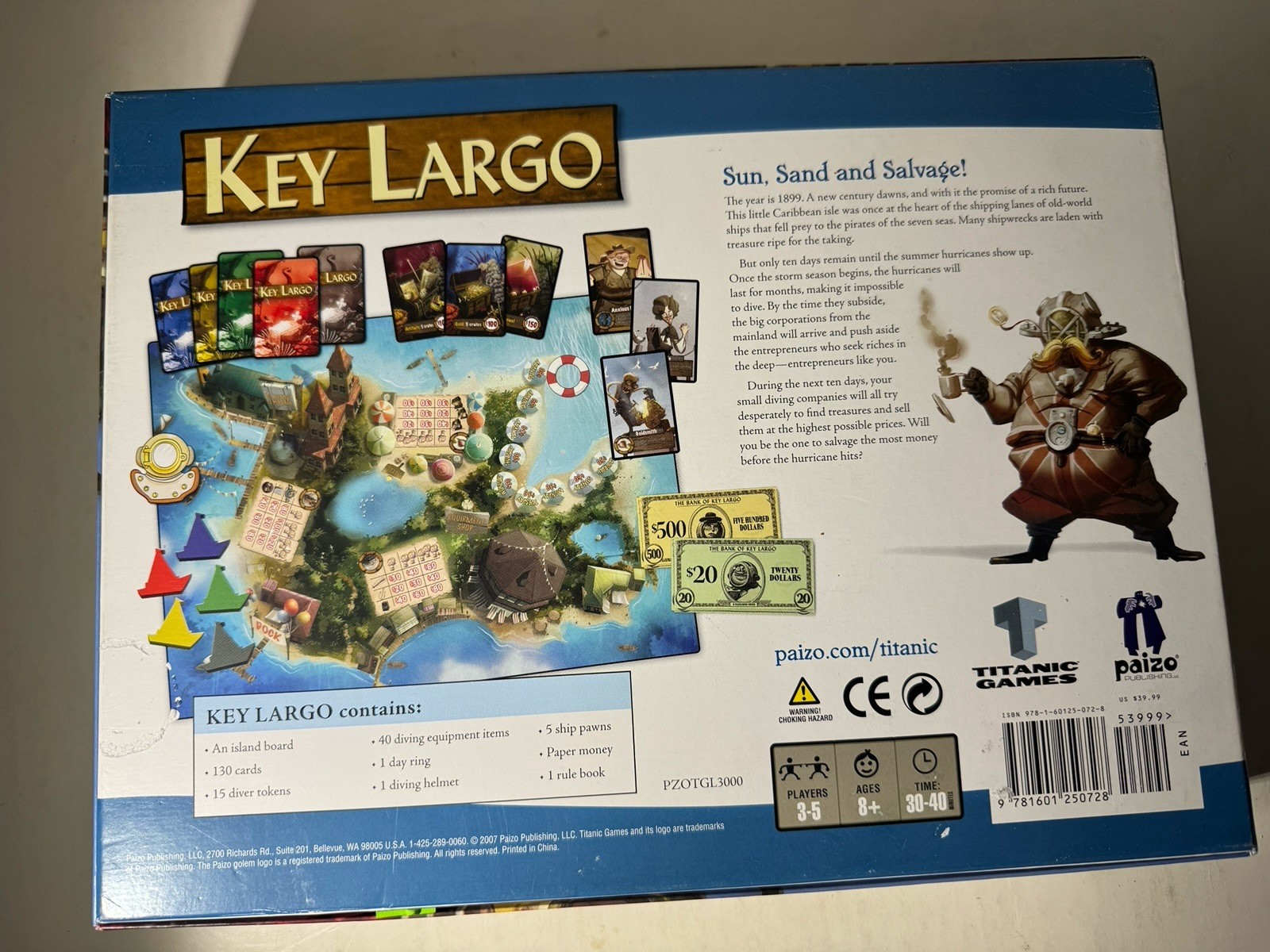 Key Largo Strategy Family Board Game 2007 Titanic Games New Open Box