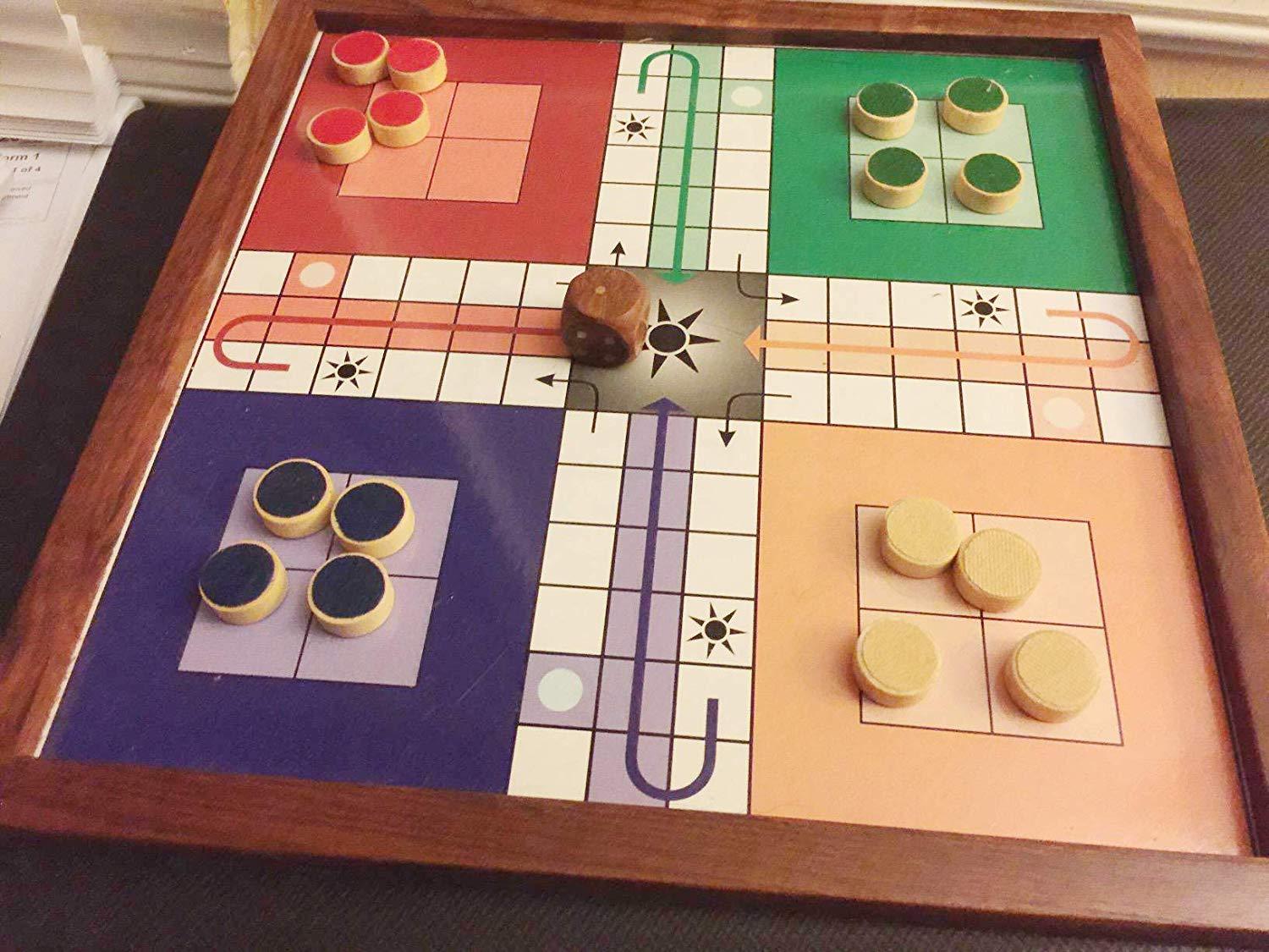Ludo Snakes and Ladders Travel Family Board Game 2-in-1 Handmade Classic Wooden
