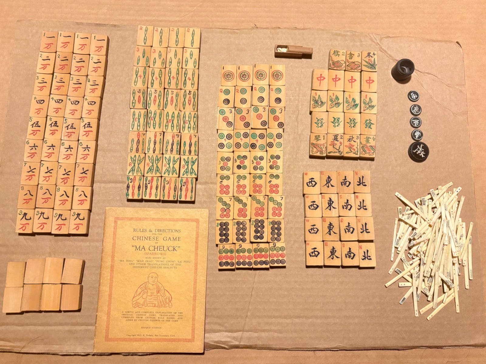 Chinese Ma Cheuck Board Game 1923 Used Possibly Not Complete