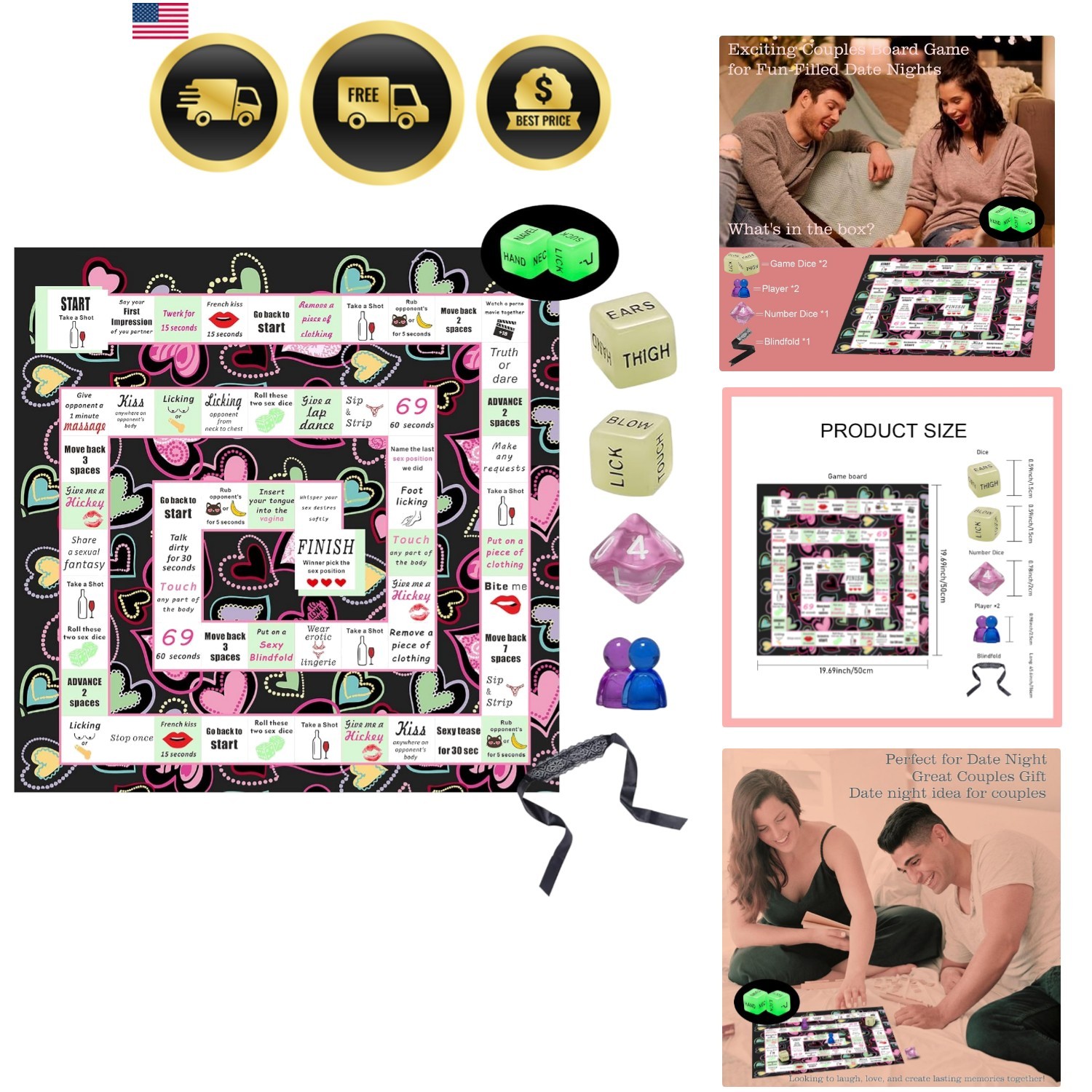 Couple Board Game for Date Night Romantic Couples Games Fun Dice Sex Game