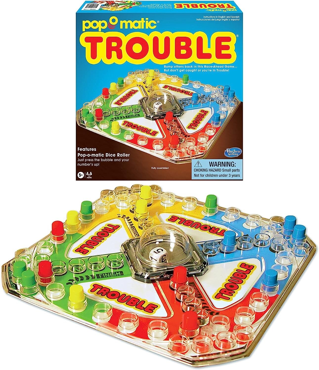 Pop-O-Matic Trouble Board Game – Family Game Night Kids Adults Original Classic