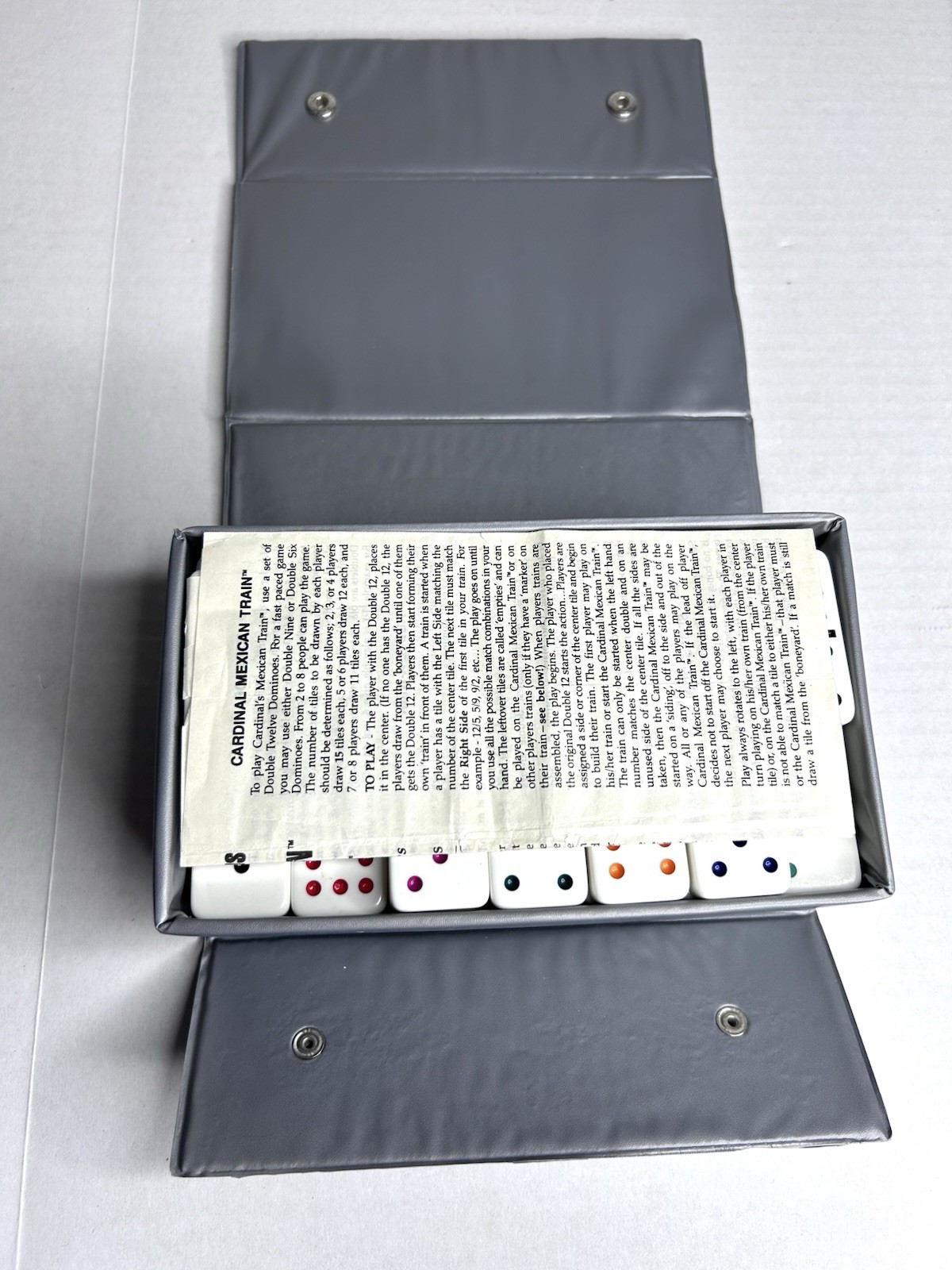 Cardinal Premier Edition Double Twelve Jumbo Color Dot Dominoes VINTAGE