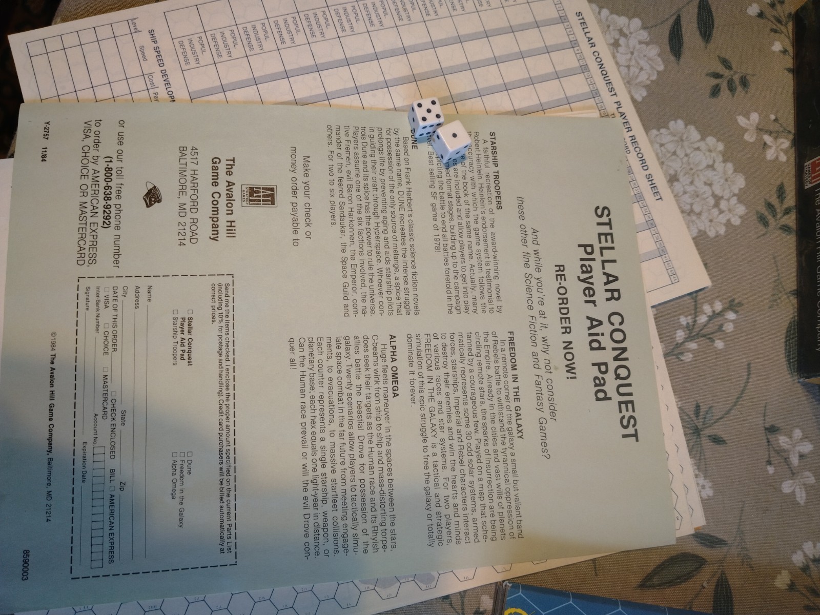 Avalon Hill Games – Stellar Conquest – Role Playing Game 1984 Complete