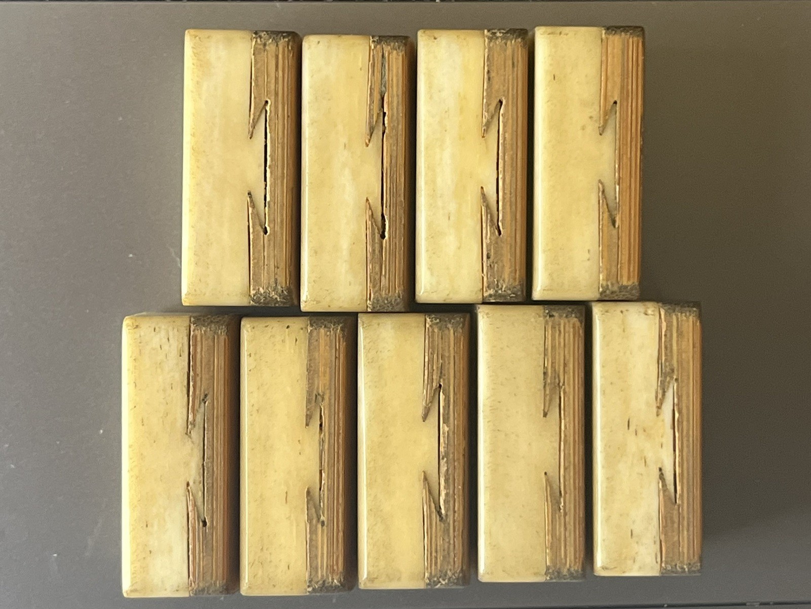 lot 9 Vtg 1920s Mahjong Large Bone/Bamboo Replacement Tiles 1-9 CRAK- thick bone