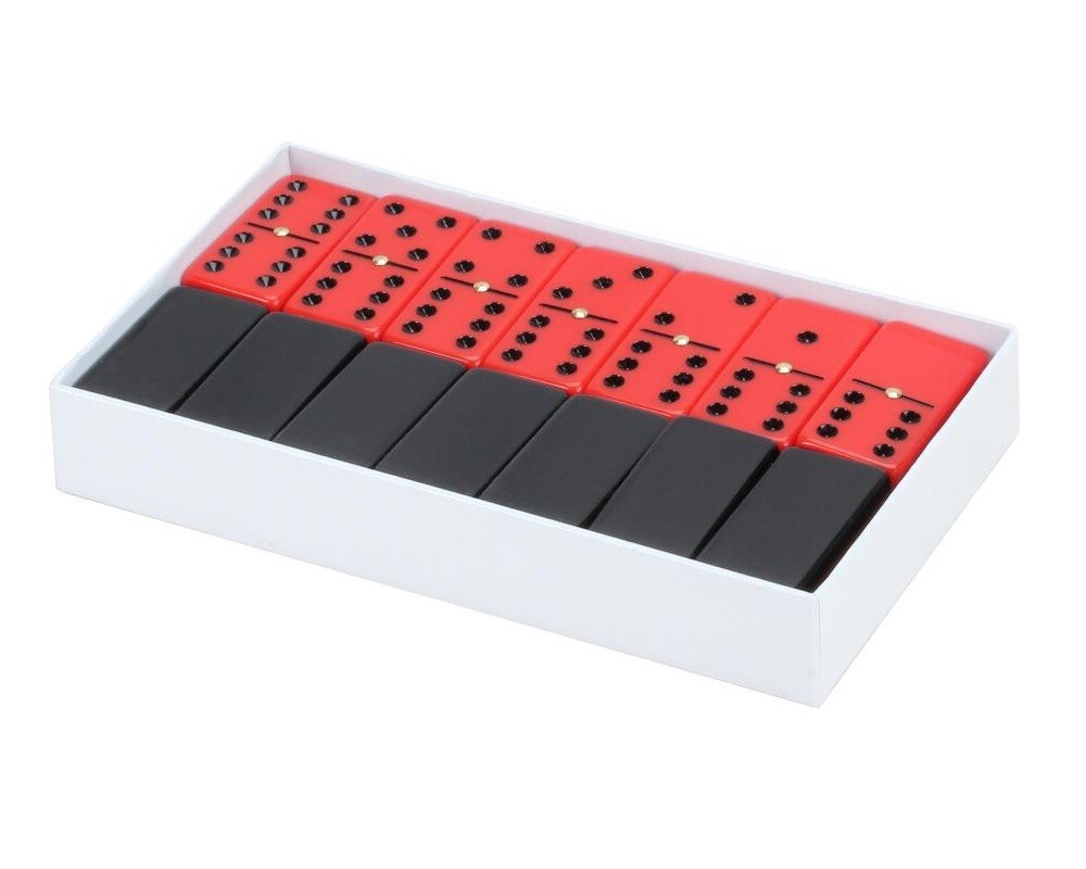 Premium Dominoes Double 6 Six Jumbo Size Acrylic 2 Tone Tile Black & Red
