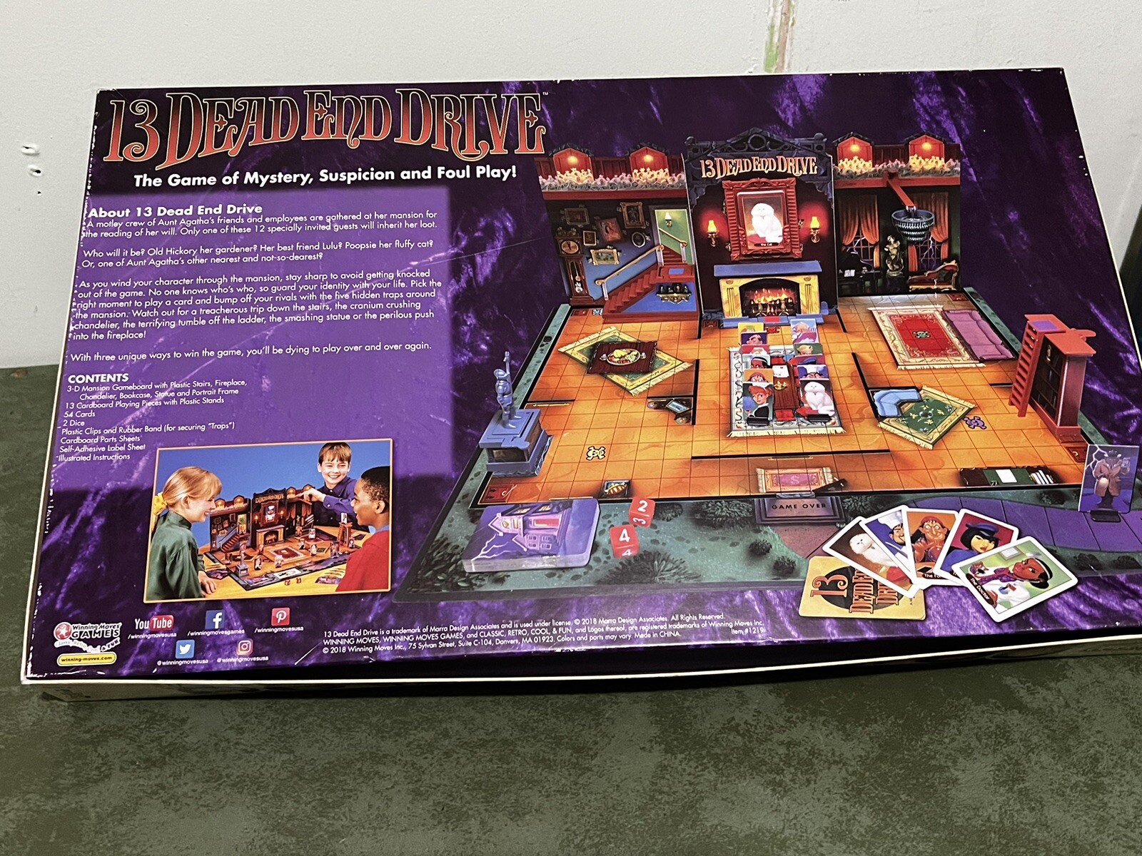 13 Dead End Drive Board Game Milton Bradley -Family Game Night Kids & Adults