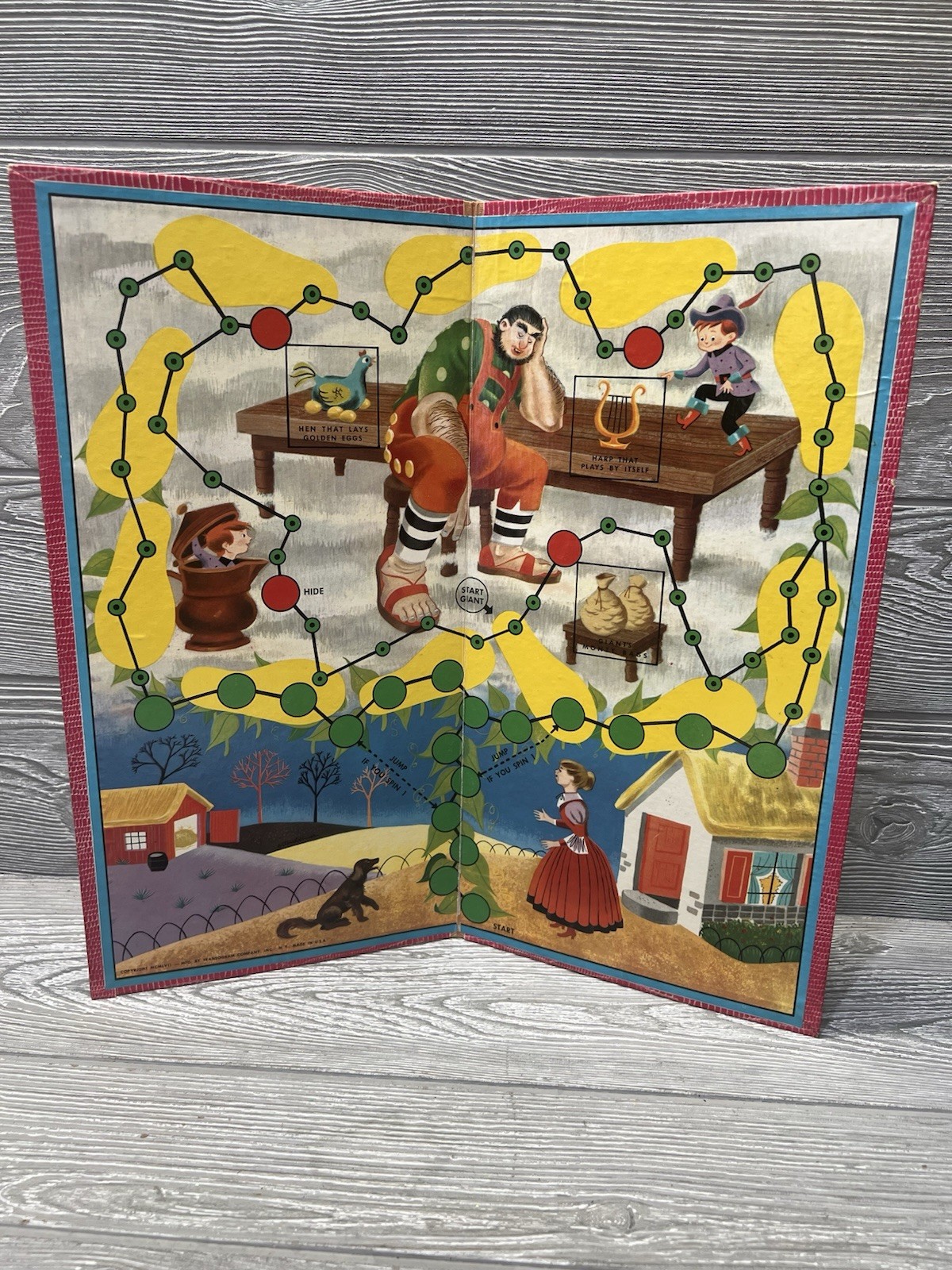 Vintage 1957 Jack & the Beanstalk Adventure Game BOARD ONLY Transogram