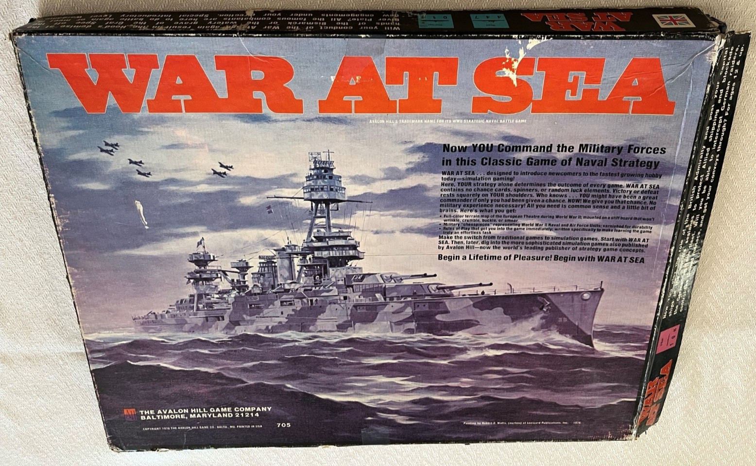 1976 Avalon Hill WAR AT SEA Game – 100% COMPLETE, ALL INTERNALS GREAT CONDITION!