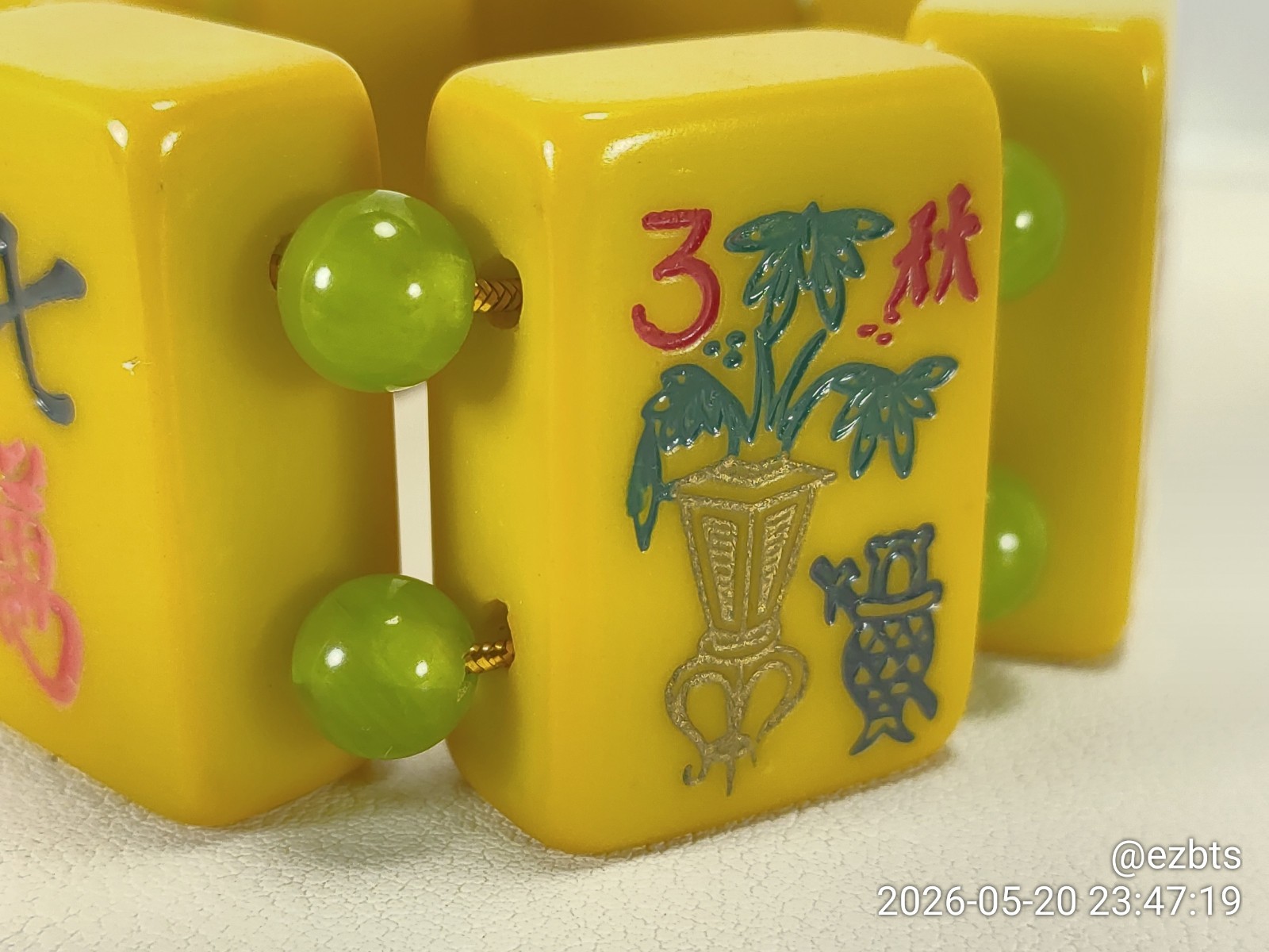 Green Glow ALL Bakelite Catalin MahJong Mah Jongg tiles Champion Bracelet