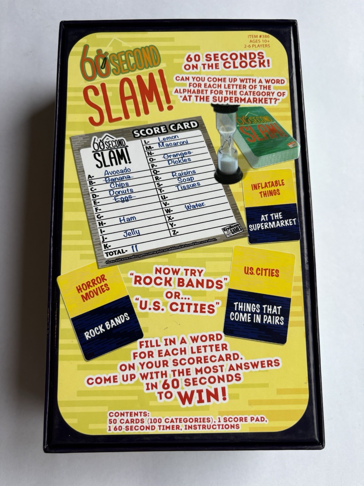 60 Second Slam Card Game – Alphabet Category Game By Endless Games COMPLETE