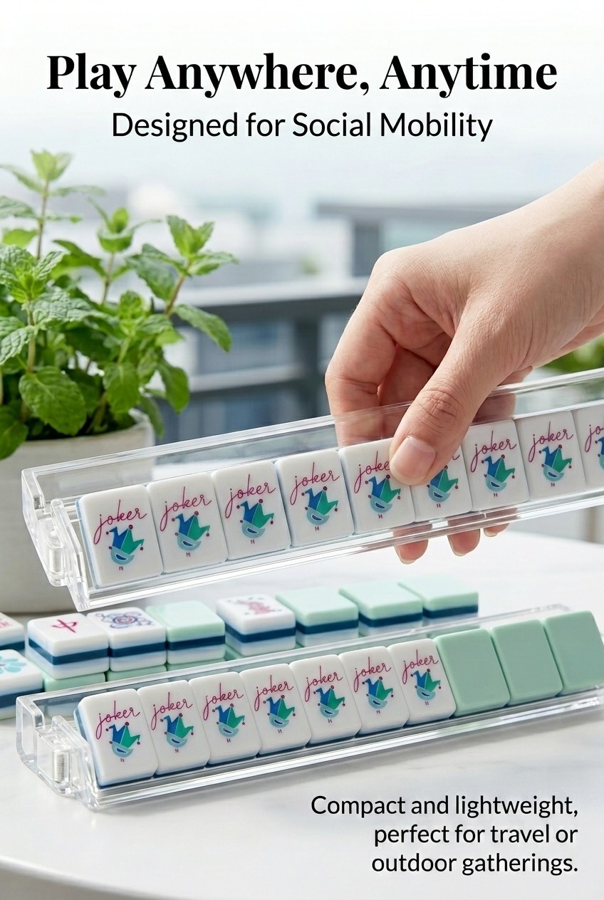 US Stock American Mahjong Tiles 160 cyan Painting Hand-Painted Mahjong Set