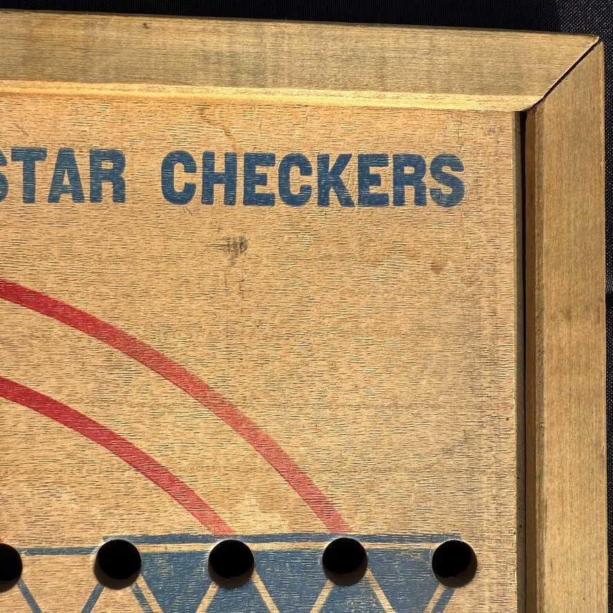 Vintage Star Chinese Checkers Wood Board Game Toys colored points unmarked