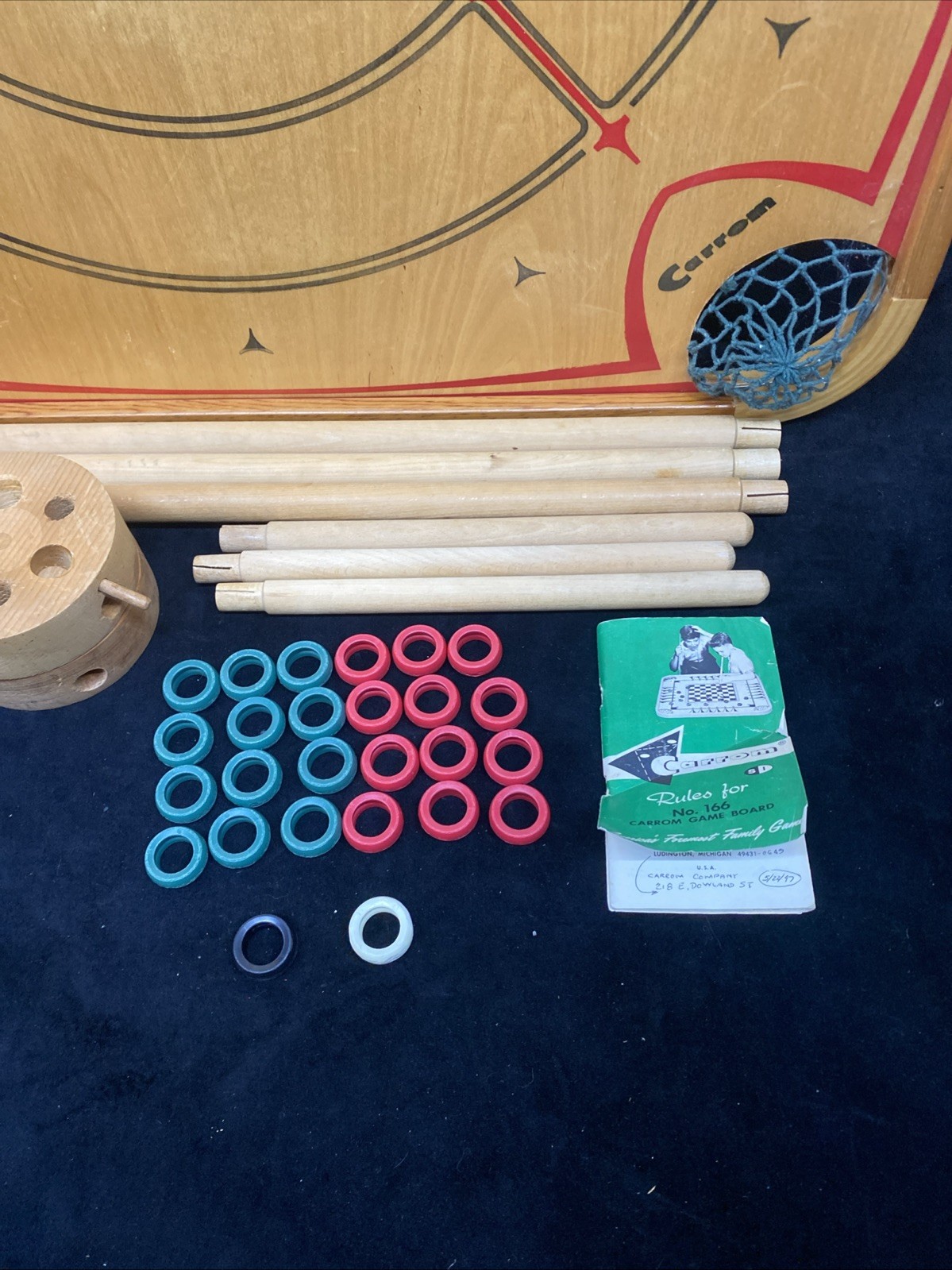 Carrom Industries #166 Board Game With Duplex Stand Pieces And Book