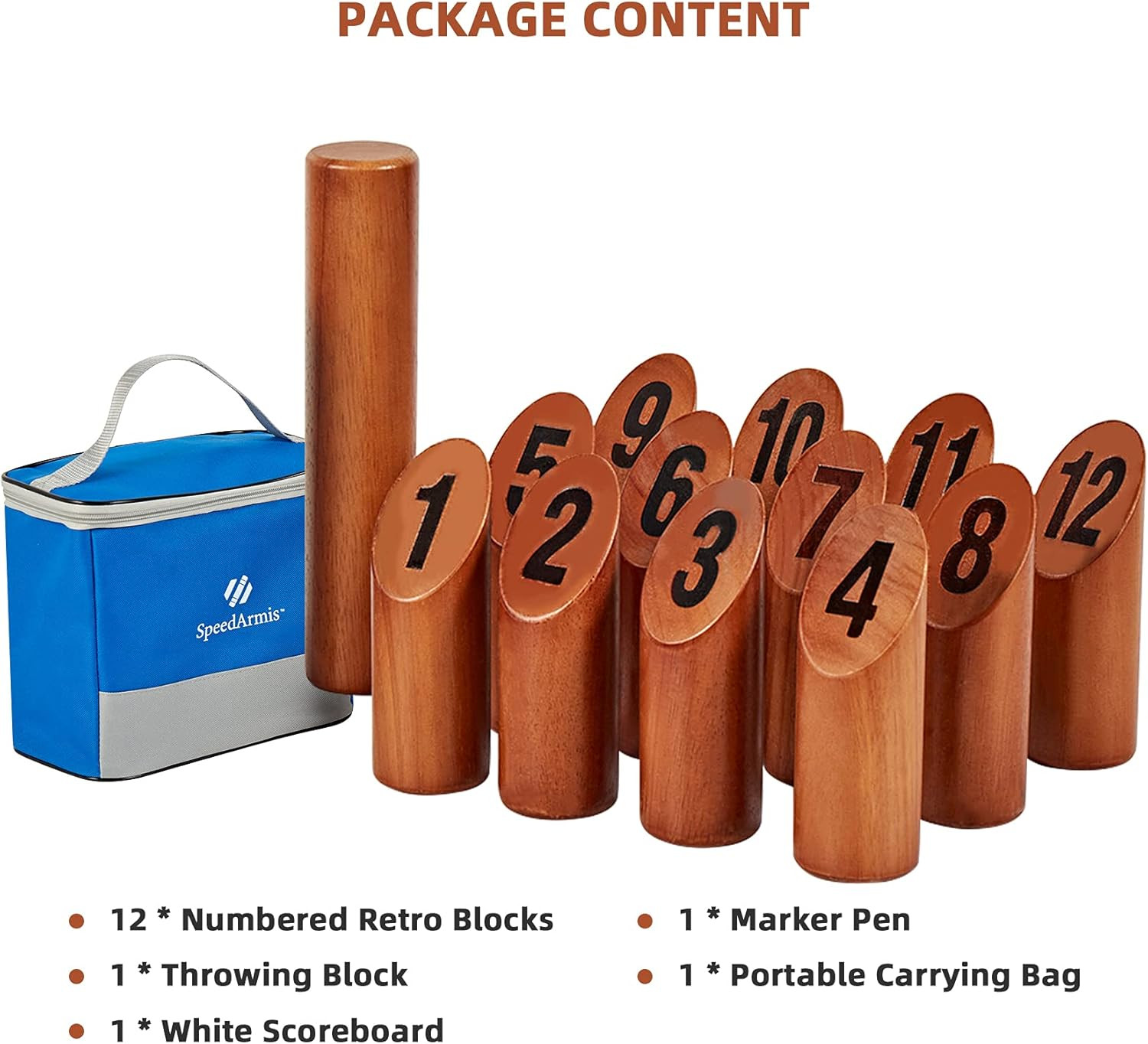 Wooden Throwing Game, 12 Numbered Block Toss Games Set with Scoreboard & Carryin