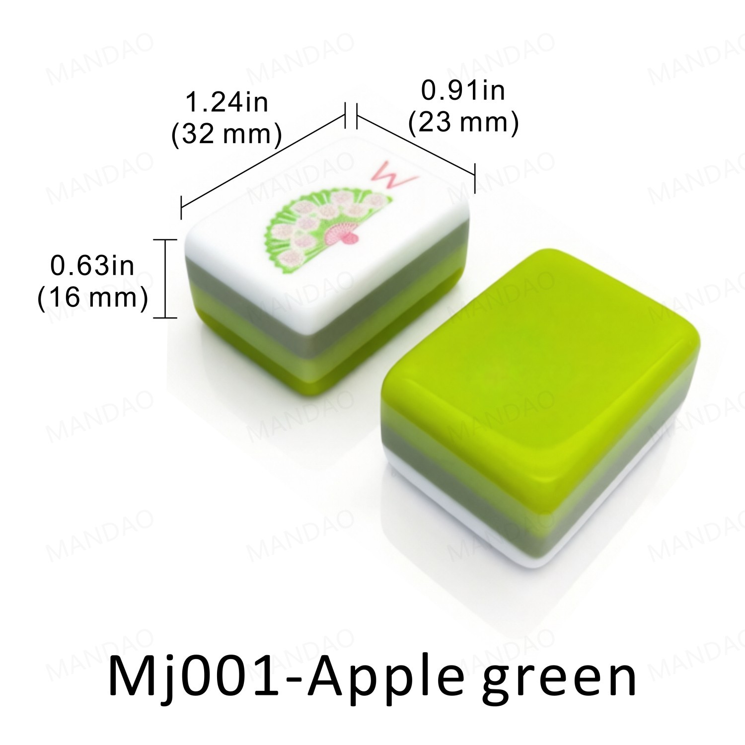New! Vibrant Layered Mahjong Tiles – Full American Set 160 Tiles – Apple Green