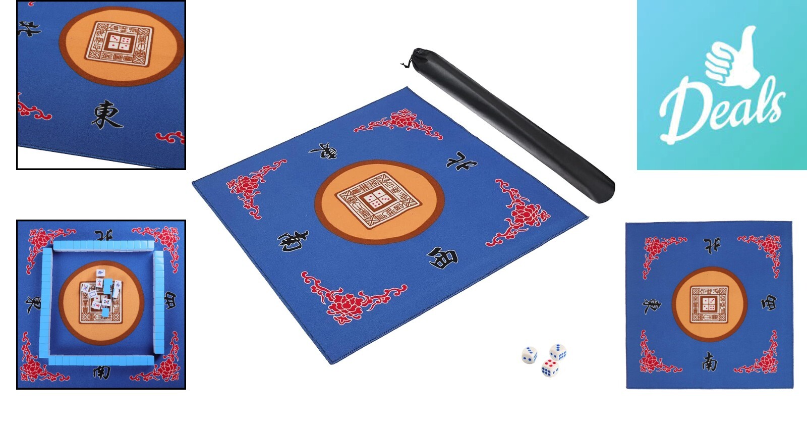 Mahjong Table Mat – Blue, Anti Slip, Noise Reduction, Portable – 31.5 inches