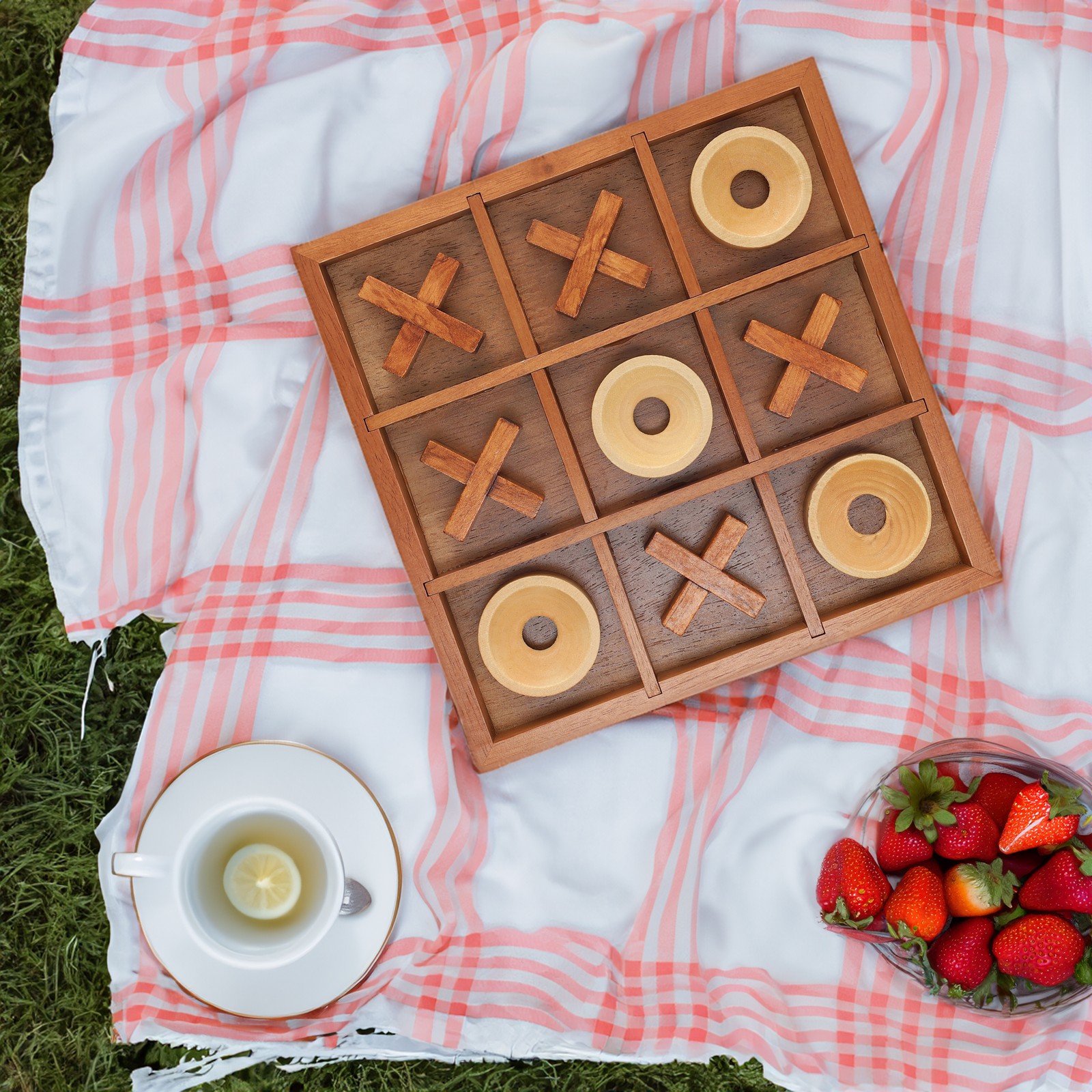 WE Games Tic Tac Toe Wooden Board Game, Patio Decor, Outdoor Games, Backyard