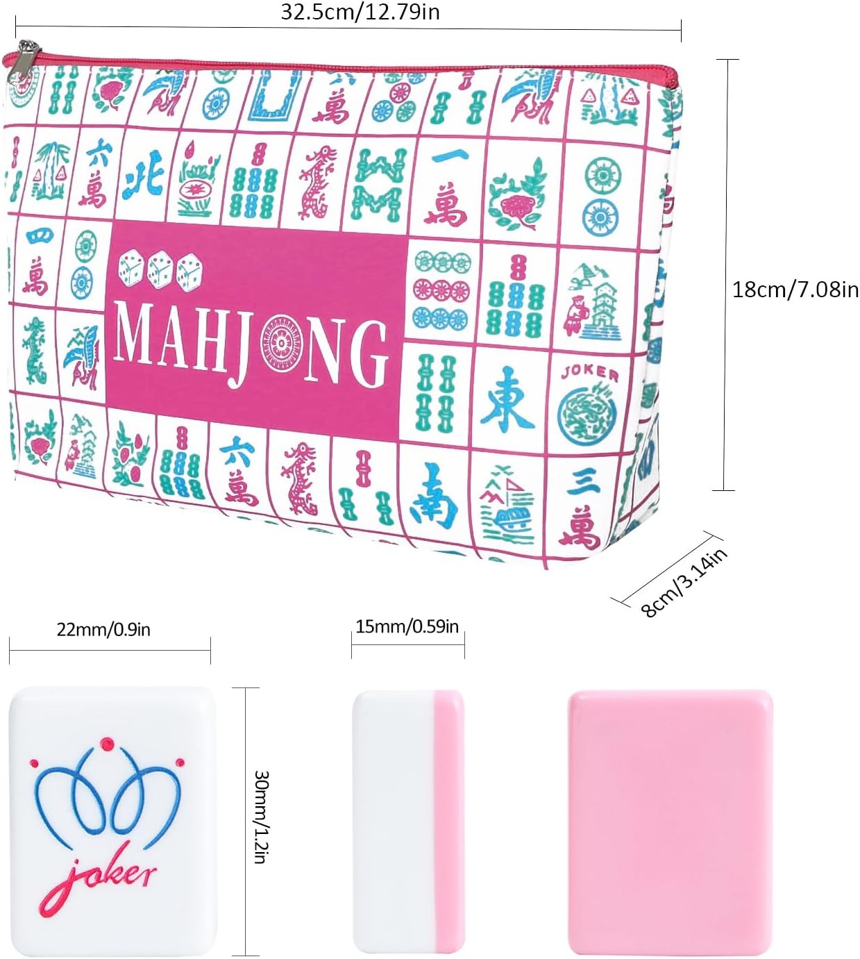160 Pink Engraved American Mahjong Tiles Set with Carrying Bag and Accessories,