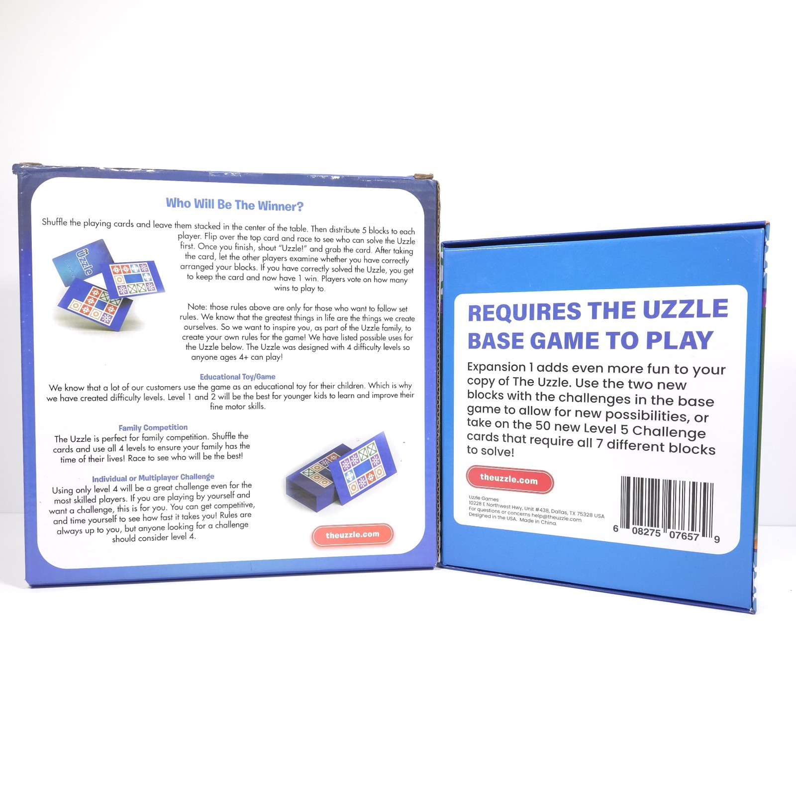 The Uzzle Base Game + Expansion 1 Complete Puzzle Blocks Cards Brain Game