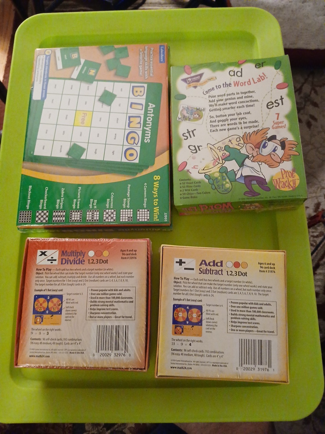 4 New Educational Games 24 Game Primer + – X ÷ Antonyms Bingo Wahoo Word Lab