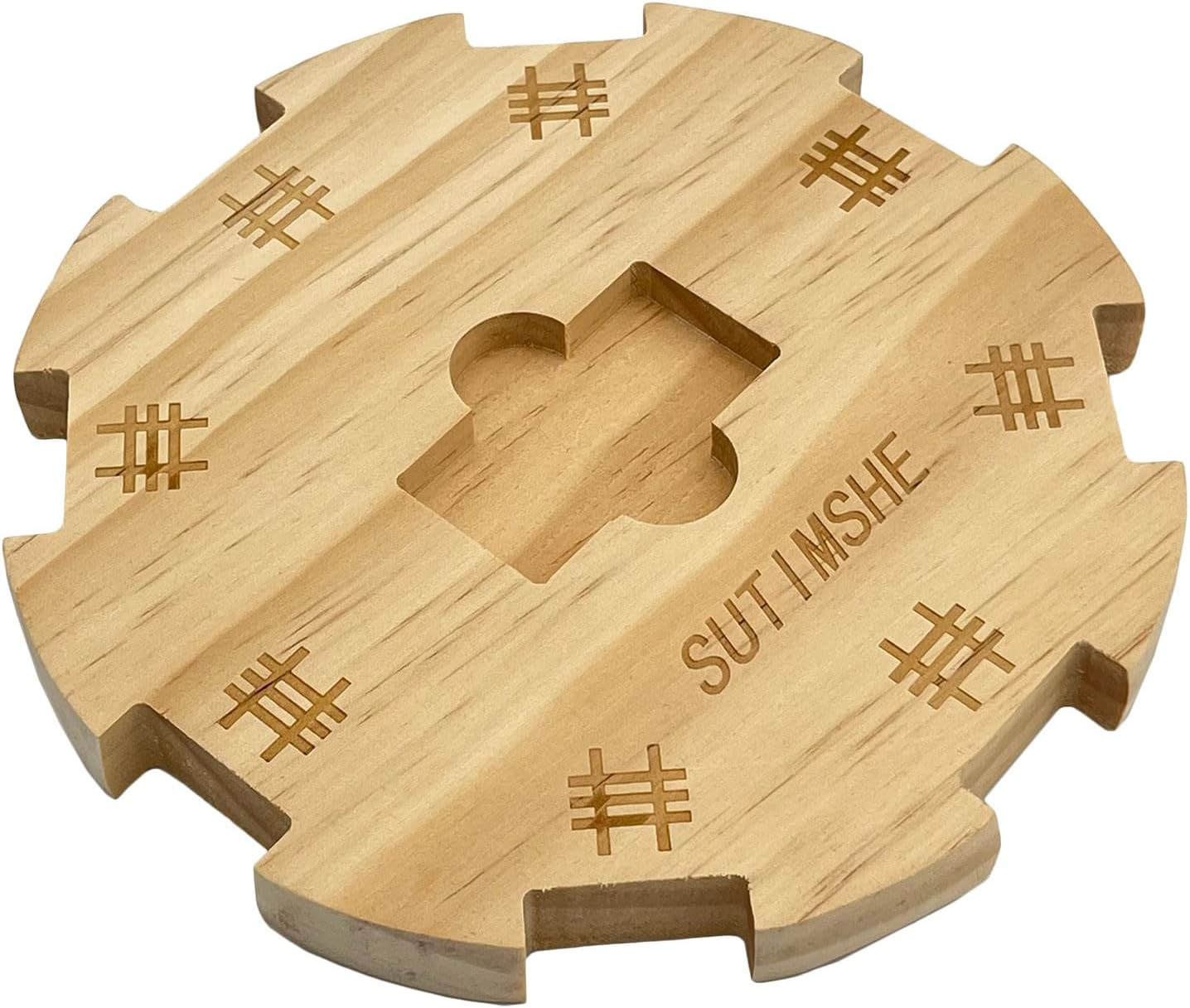 Wooden Hub Centerpiece for Mexican Train Dominoes Game with Felted Bottom (Up to