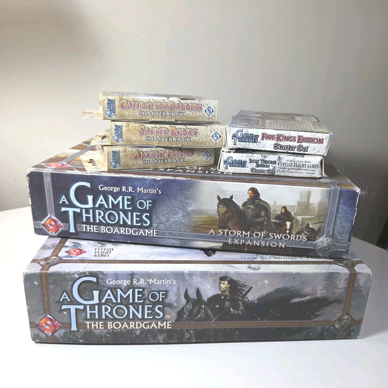 Lot Game of Thrones Core w Expansion, 3 Chapter Packs plus 2 Starter Packs