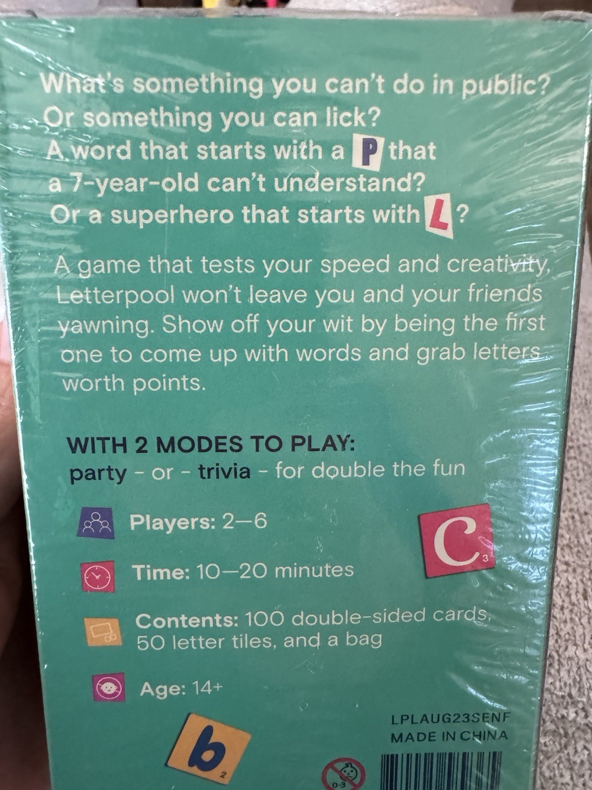 Letterpool: 2-6 Players Word Games for Adults, Family, Teens NEW Party Game