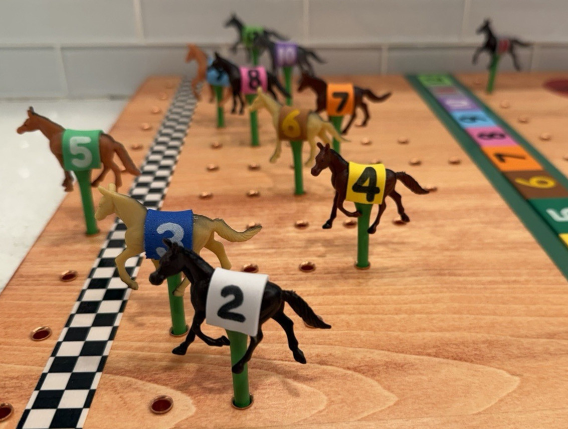 Custom Horse Game Pieces Tokens Race Derby – handmade #’s saddles GREEN tees