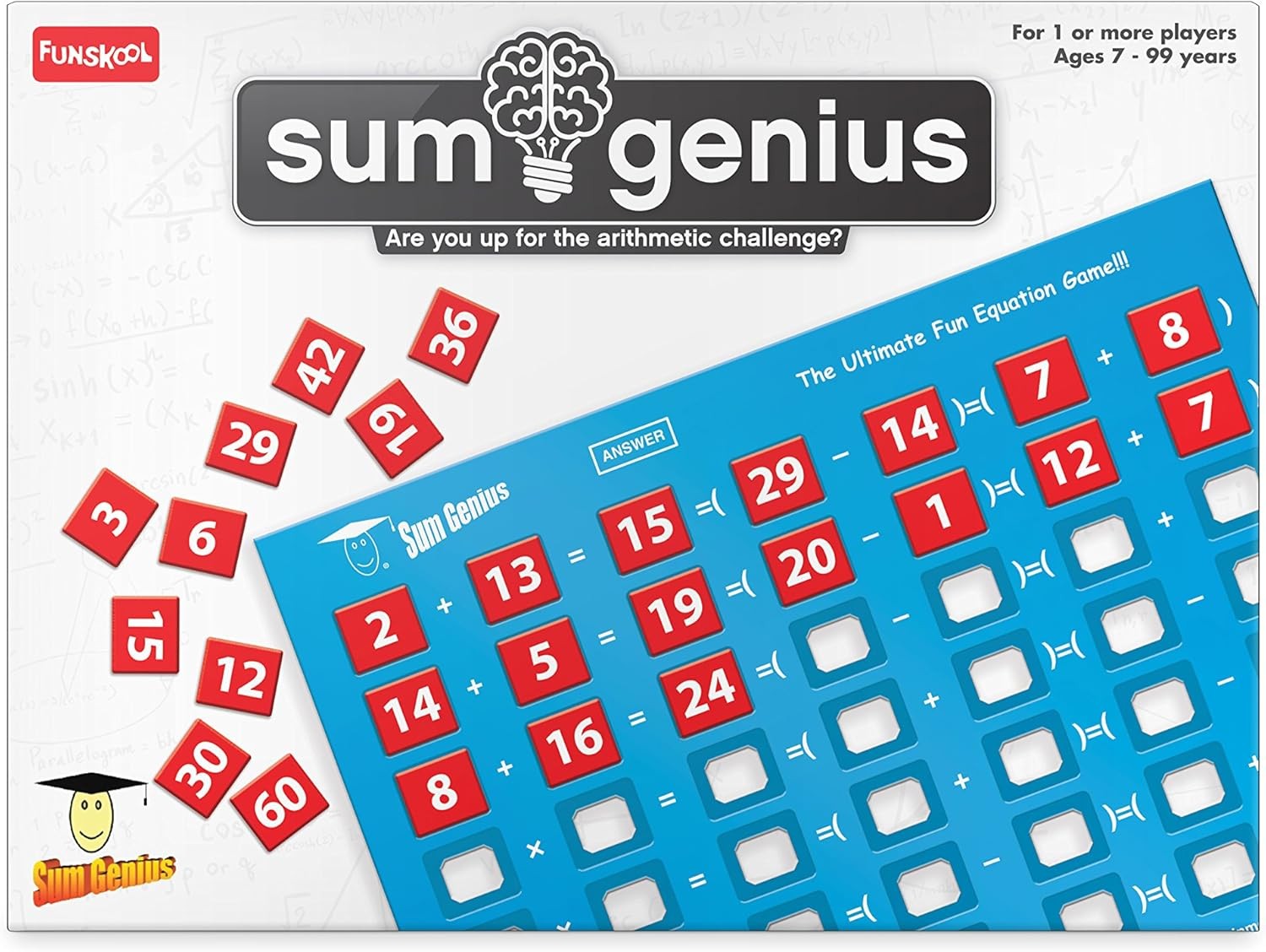 Livevie Sum Genius Math Board Game for Kids Ages 7+, Fun Educational Puzzle