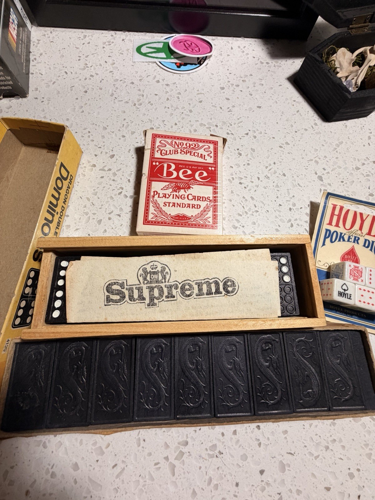 Vintage Dominoes Game Lot Supreme Domino Bee Playing Cards Hoyle Poker Dice