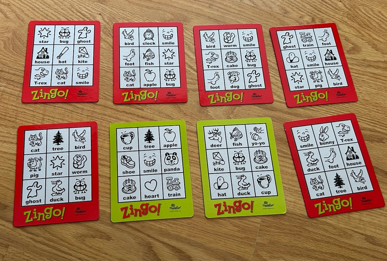 ThinkFun Zingo 1-2-3 Number Kids Game Replacement Set Of 8 Bingo Cards 2-Sided