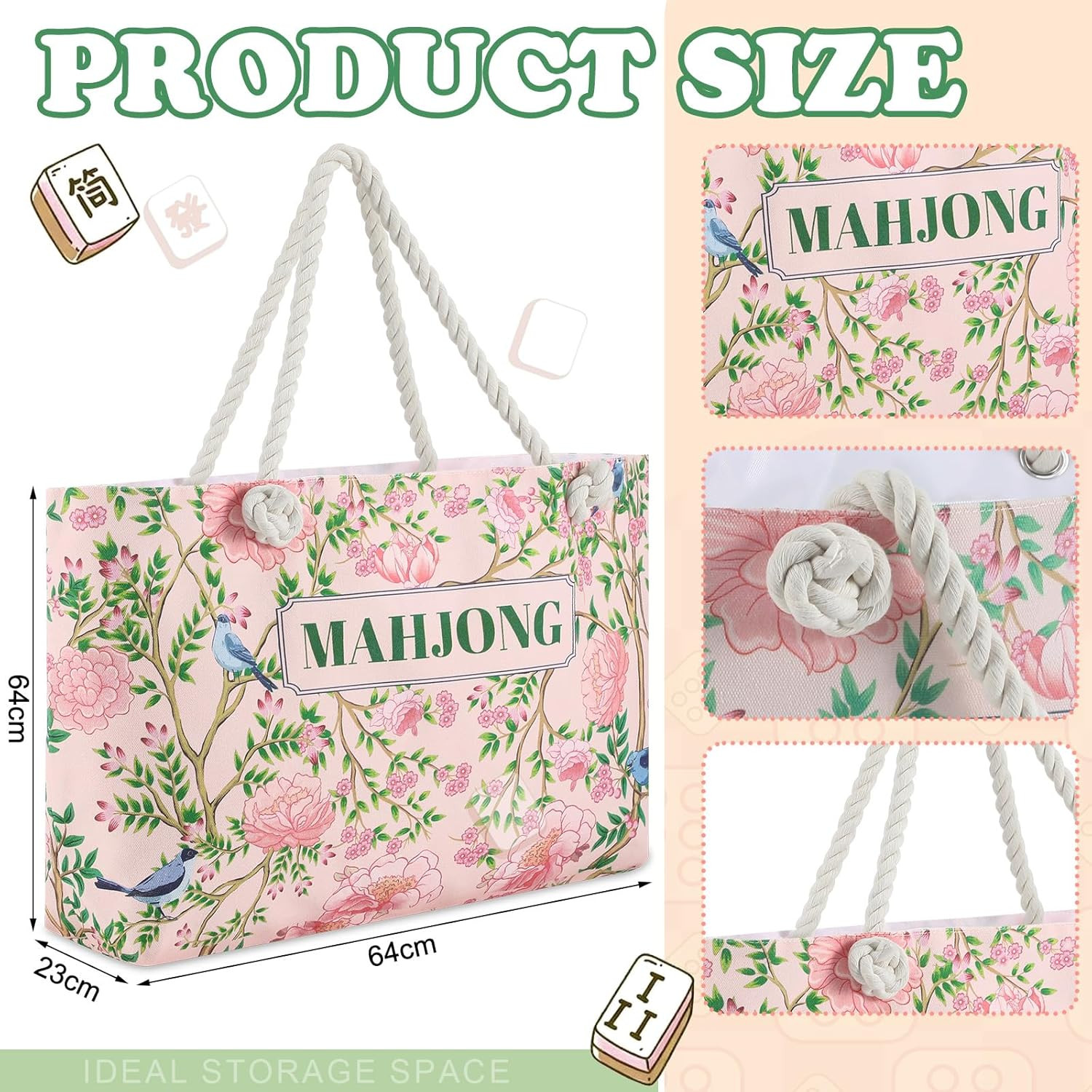 American Mahjong Empty Bags Set for Tiles & Racks – 24x13x4.7 Inches