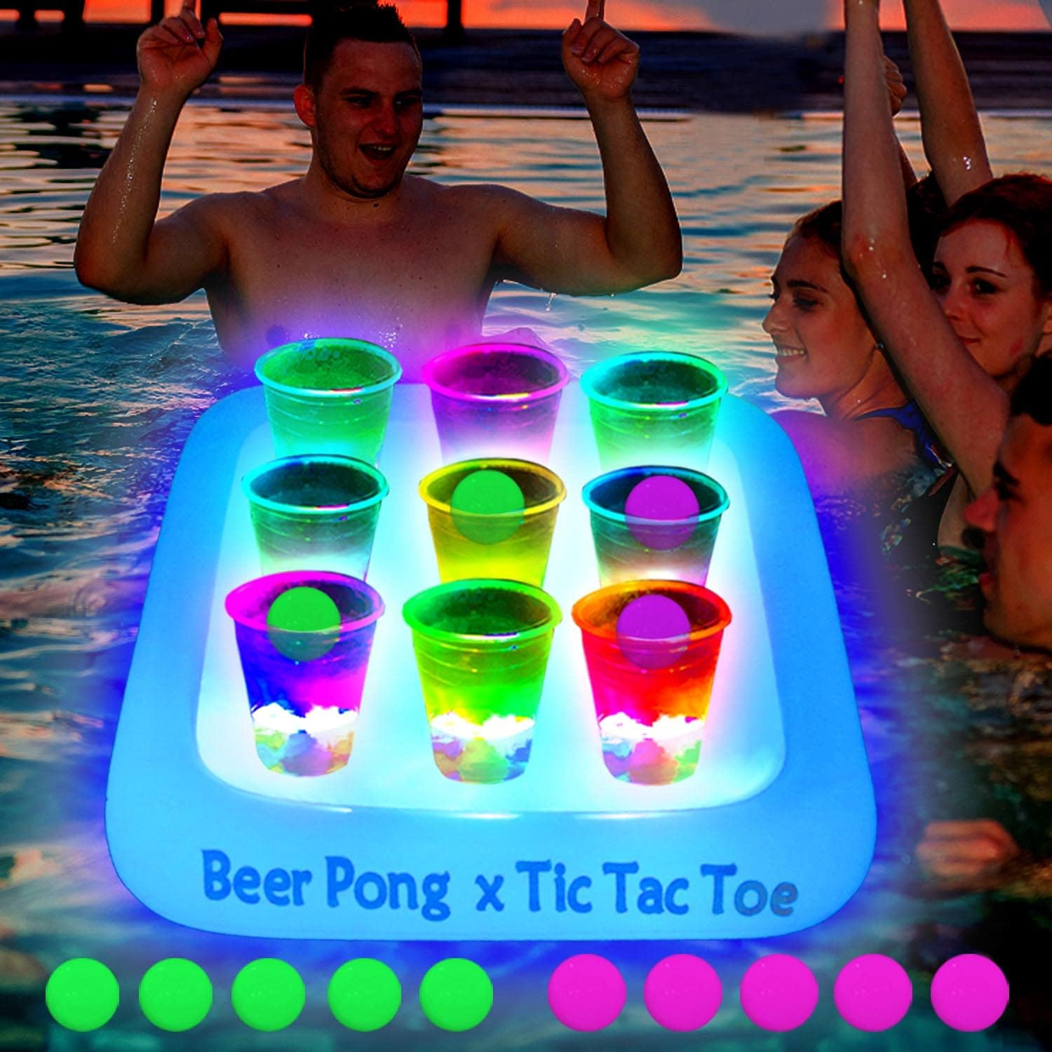 23 X 23 Inch Glowing Pool Party Rack Tic Tac Toe Floating Rafts, Swimming Pool P