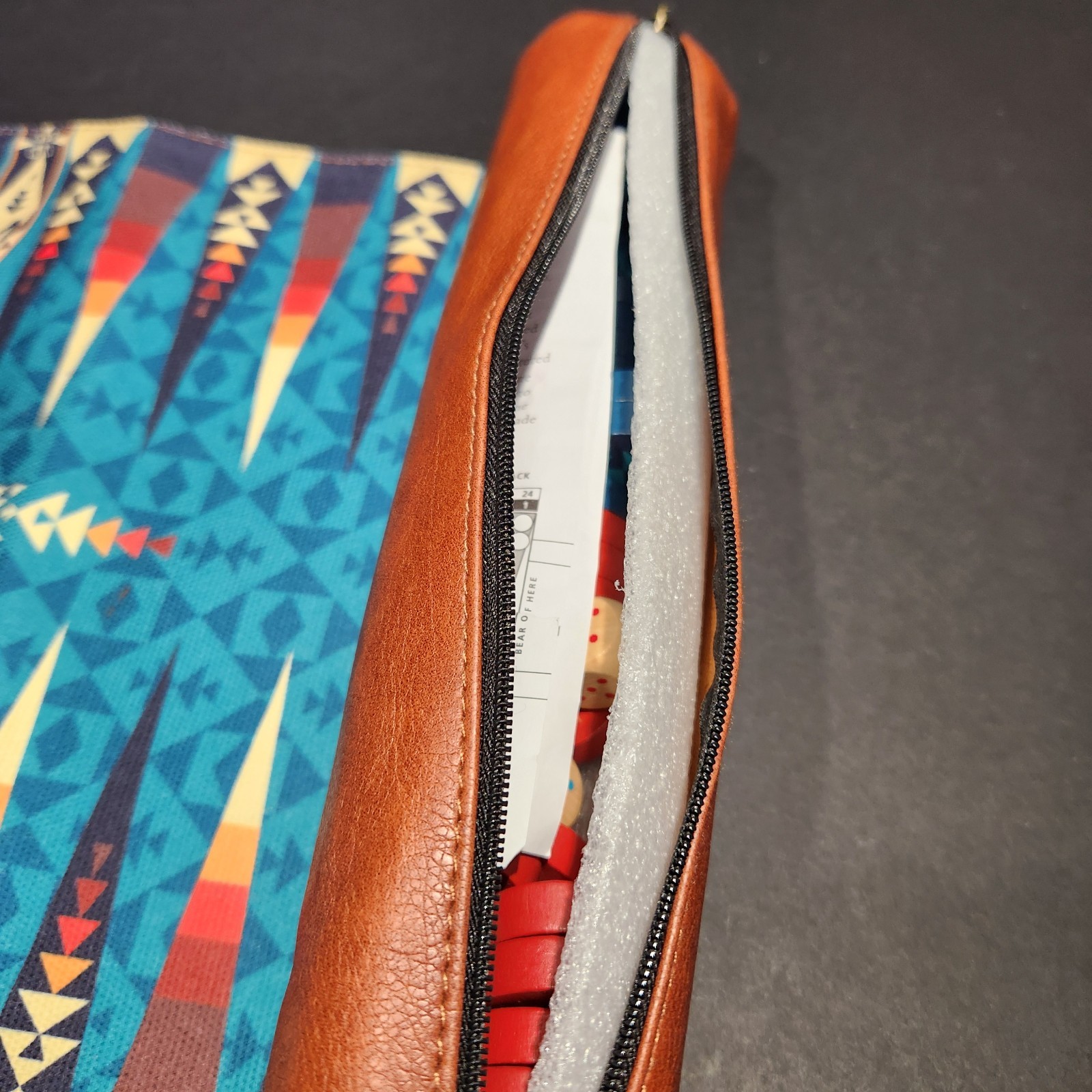 Pendleton Travel Backgammon Roll Up Game Southwestern Vegan Leather Straps NWOT